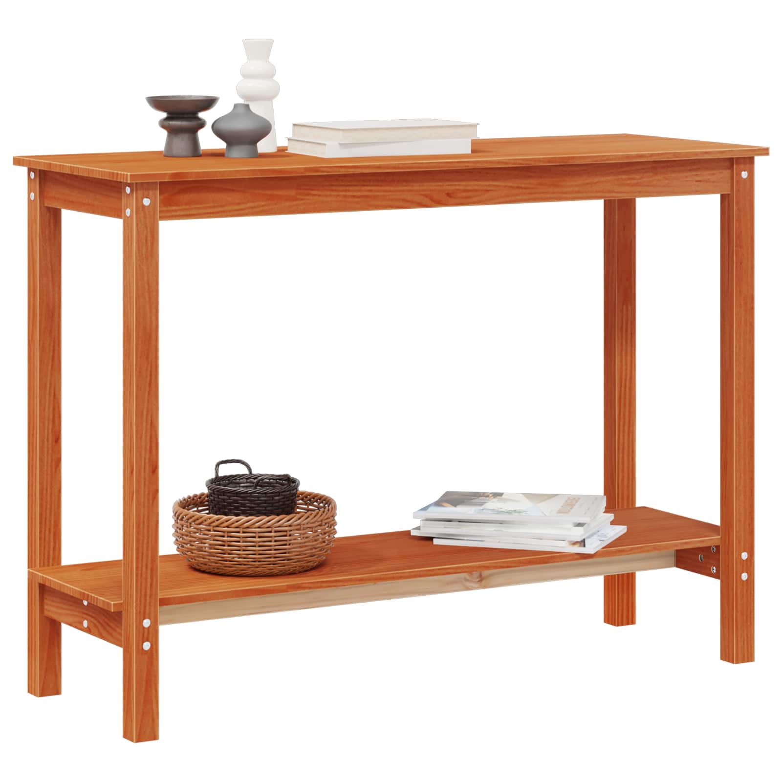 Console table with shelf Waxed Brown 110 x 40 x 80 cm