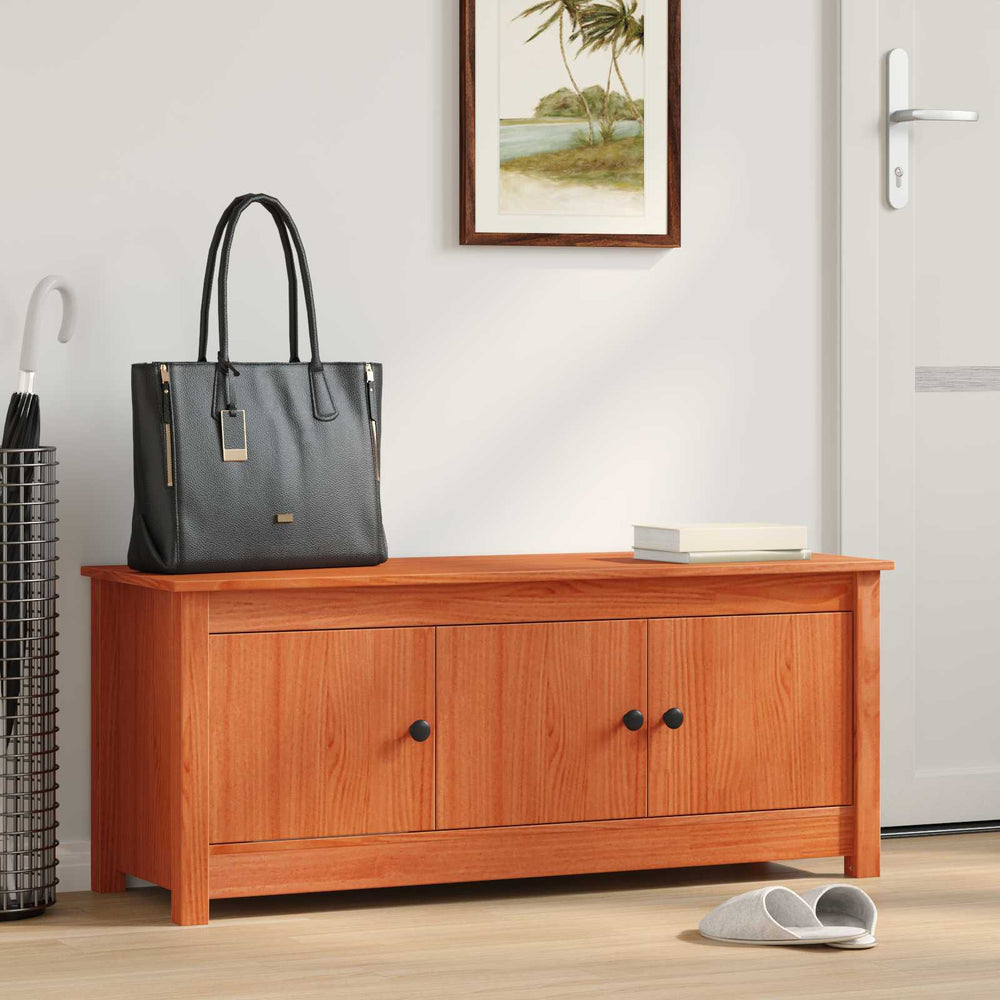 Shoe Storage Bench Waxed Rustic 110 x 38 x 45.5 cm Solid Pine Wood