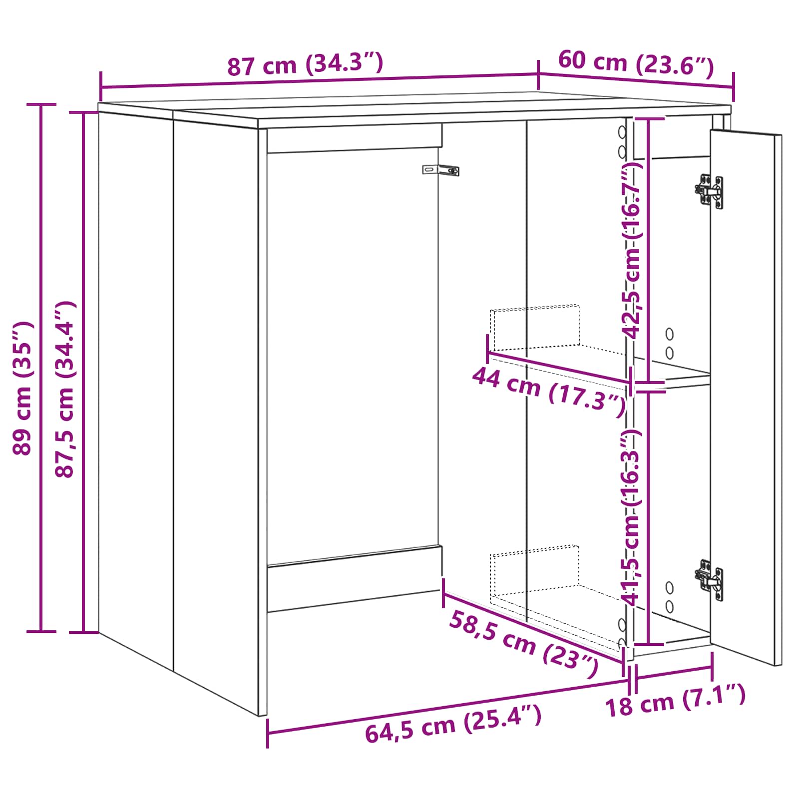 Washing Machine Cabinet Grey Sonoma 87 x 60 x 89 cm