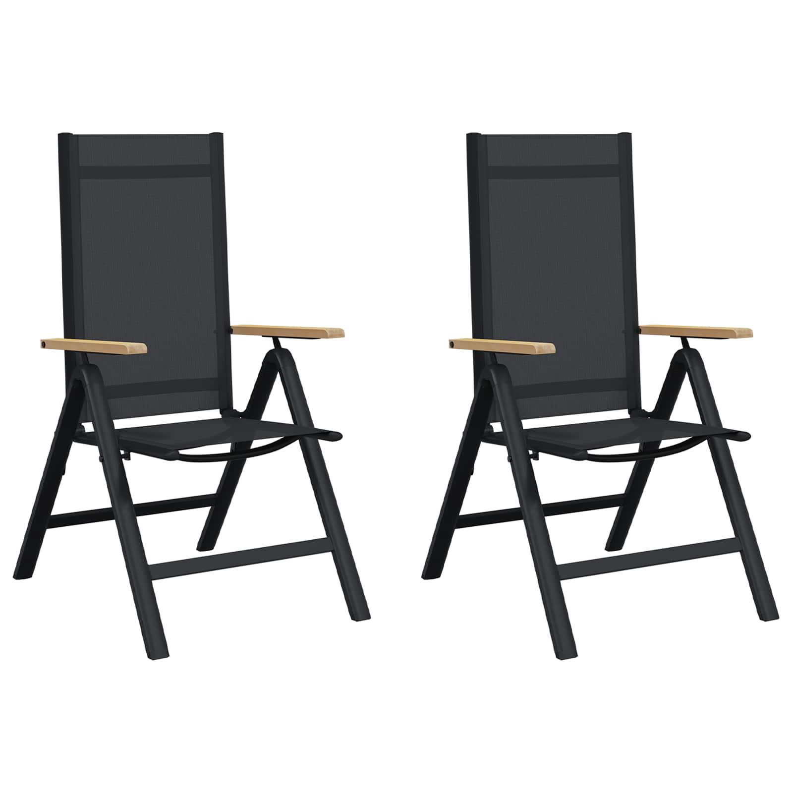 Sulankstomos sodo kėdės 2 pcs Juodas 58 x 73 x 111,5 cm