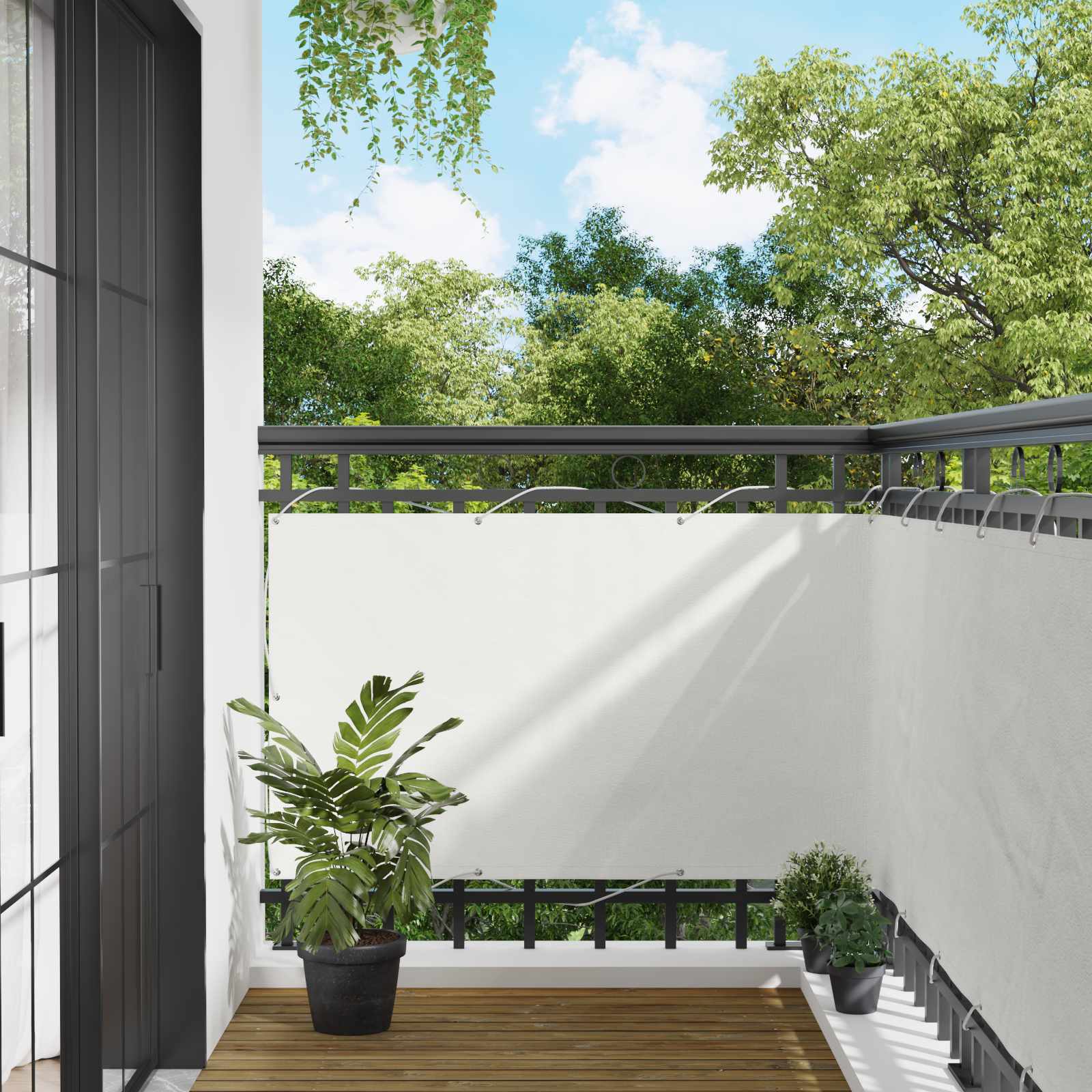 Balkono Ekranas 90 x 200 cm PU dengtas oksfordas alu