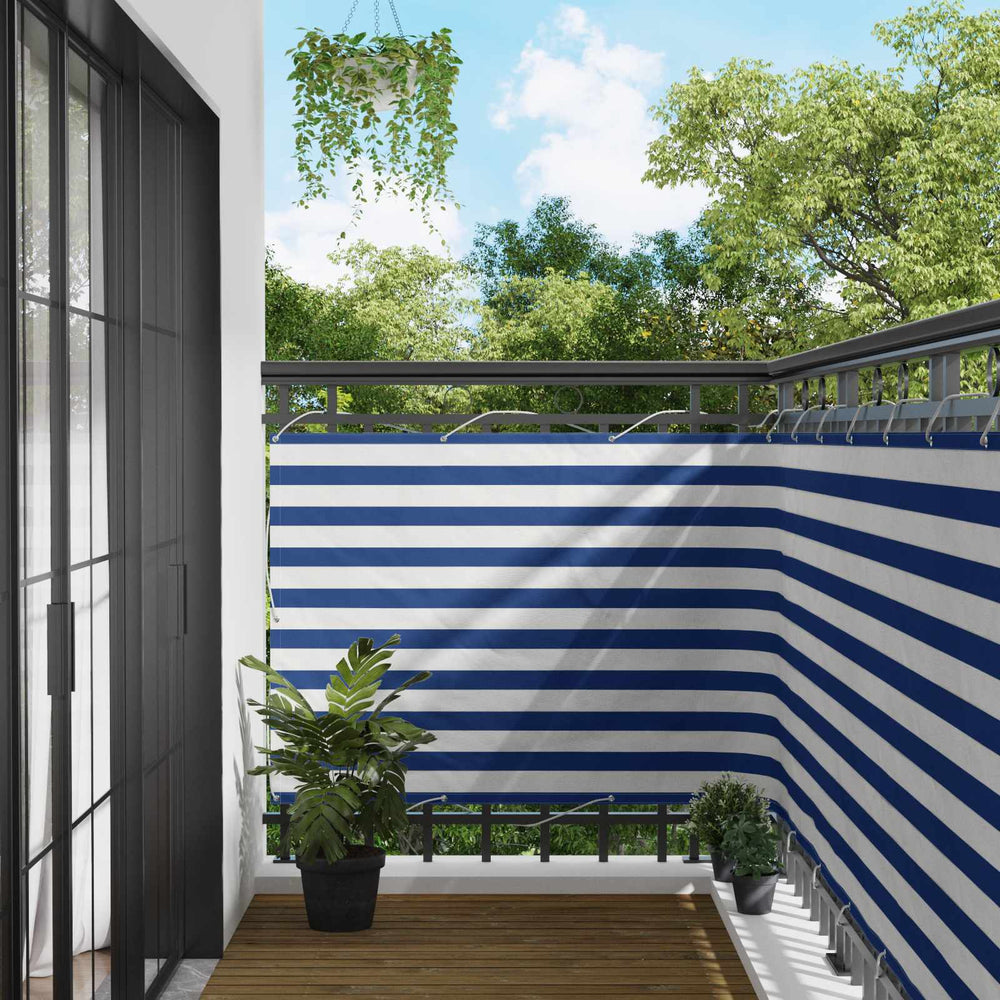 Balkono Ekranas Mėlyna ir balta 110 x 700 cm Oksfordo audinys