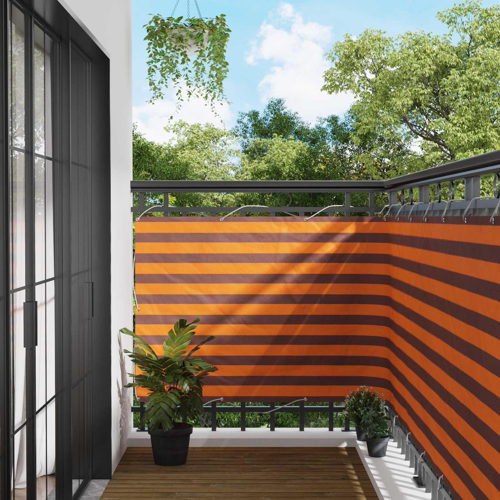 Balkono Ekranas Oranžinė ir ruda 110 x 1000 cm Oksfordo audinys