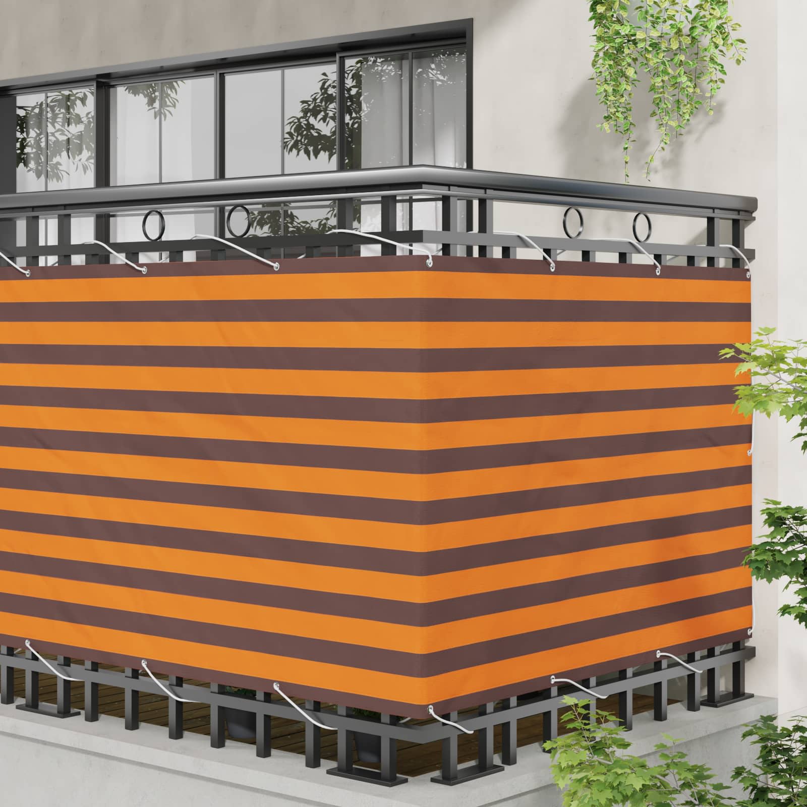 Balkono Ekranas Oranžinė ir ruda 110 x 1000 cm Oksfordo audinys