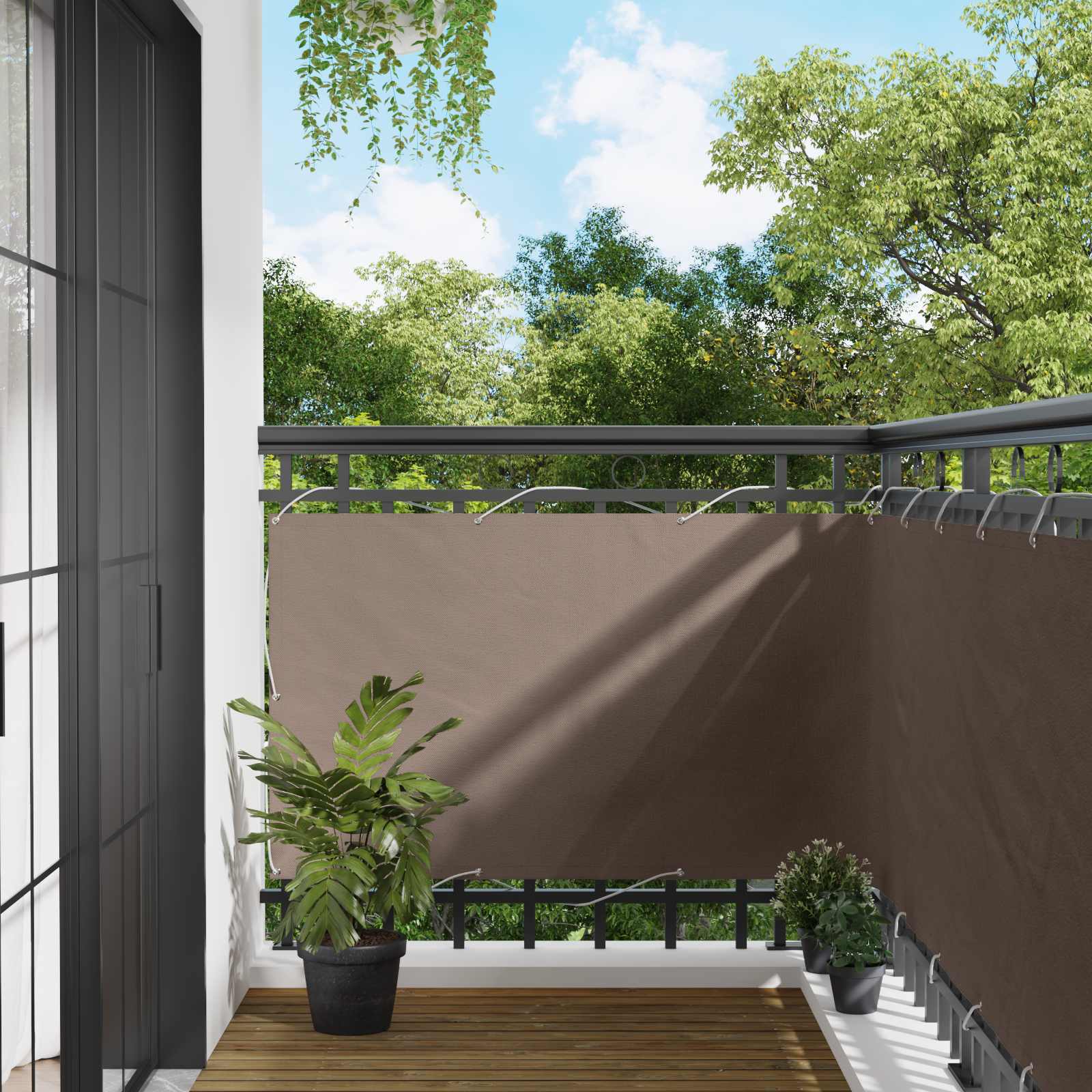 Balkono Ekranas Taupe 100 x 400 cm Oksfordo audinys