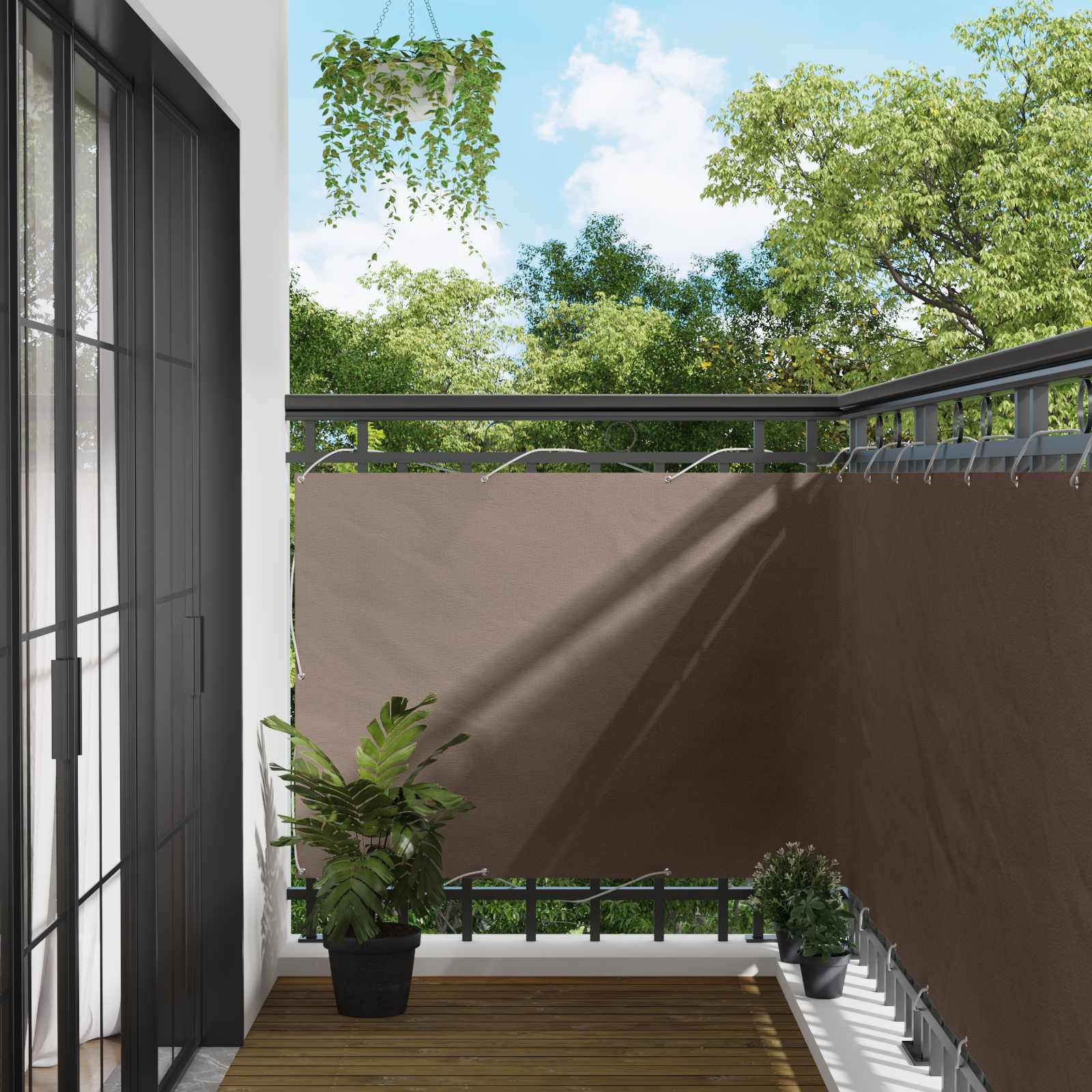 Balcony Screen Taupe 110 x 200 cm Oxford Fabric