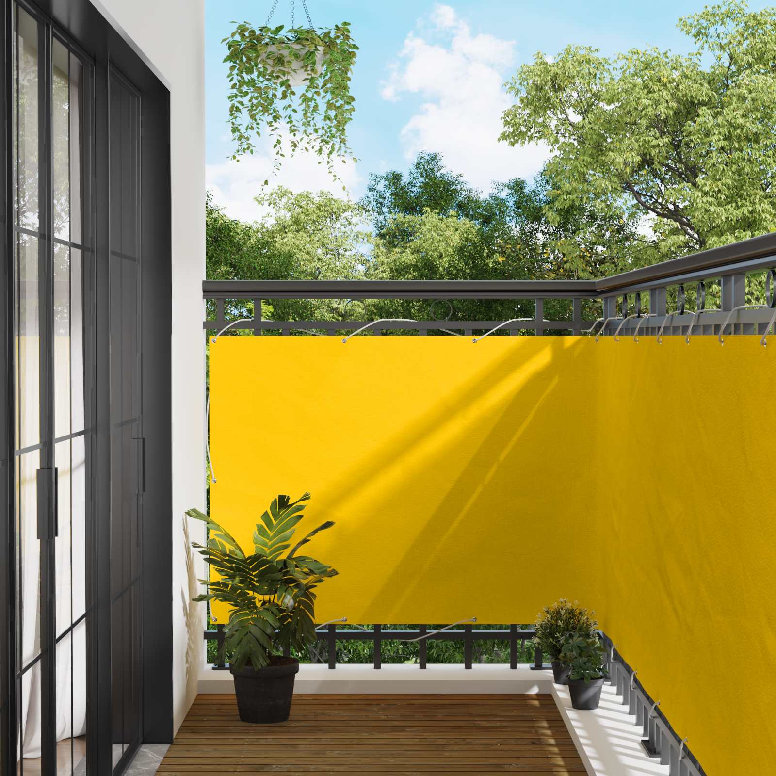 Balkono Ekranas Geltona 110 x 700 cm Oksfordo audinys