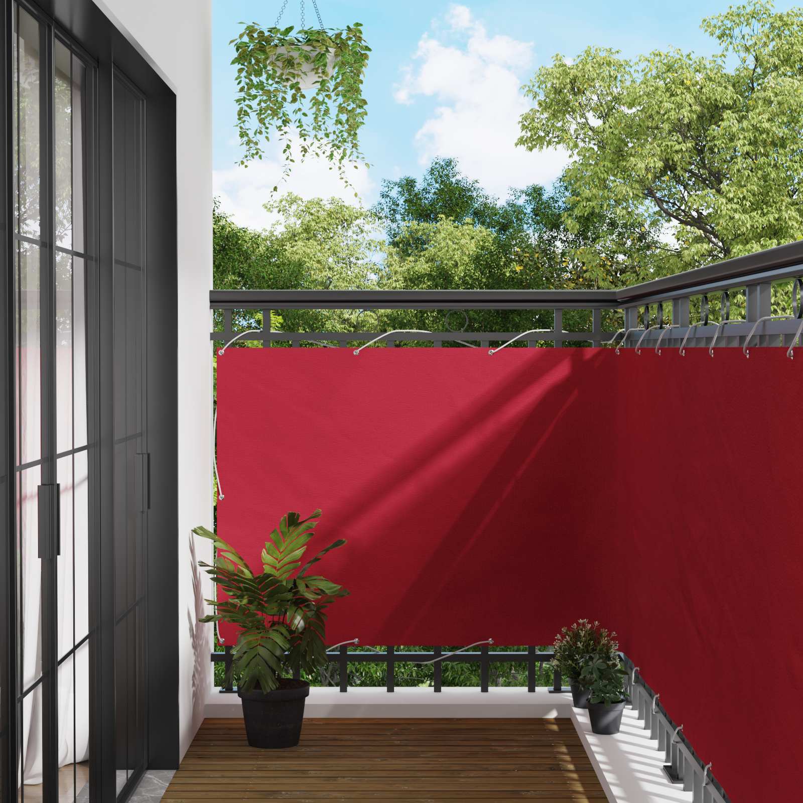 Balkono Ekranas Raudona 110 x 500 cm Oksfordo audinys