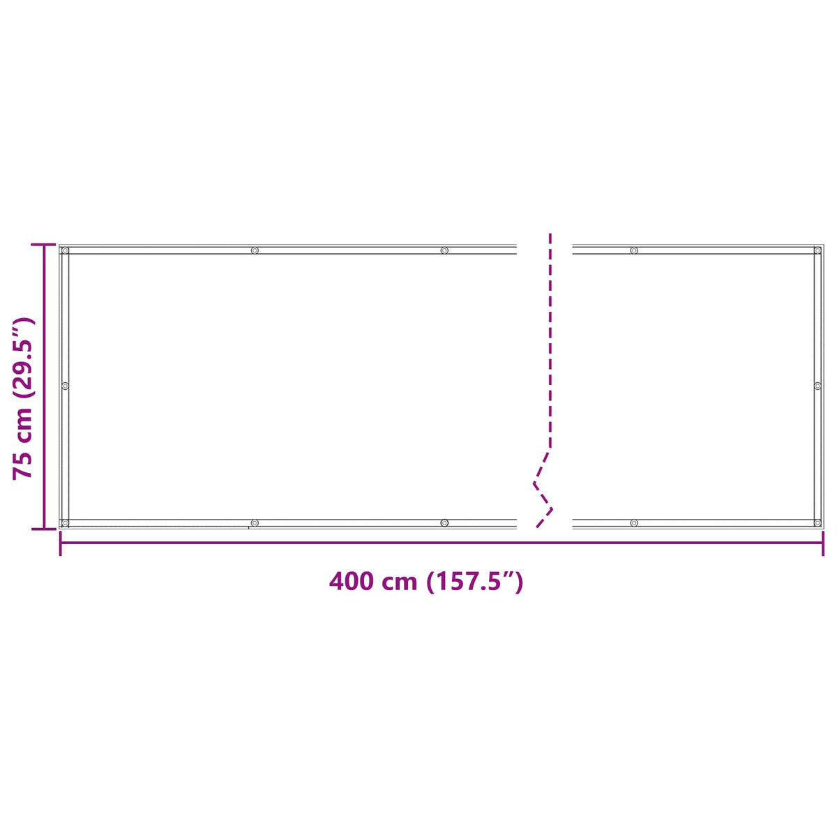 Balkono Ekranas 75 x 400 cm Oksfordo audinys Stačiakampio