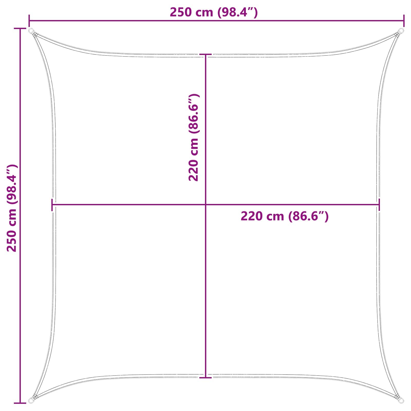 Saulės burė Geltona ir balta 2,5 x 2,5 m