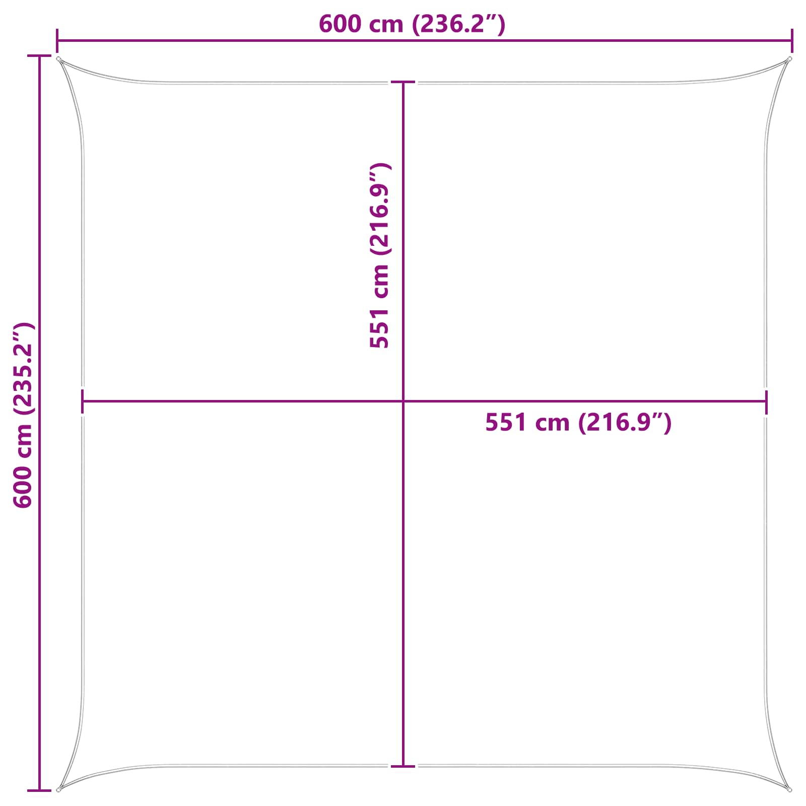Saulės burė Geltona ir balta 6 x 6 m 100% poliesteris Oksfordas