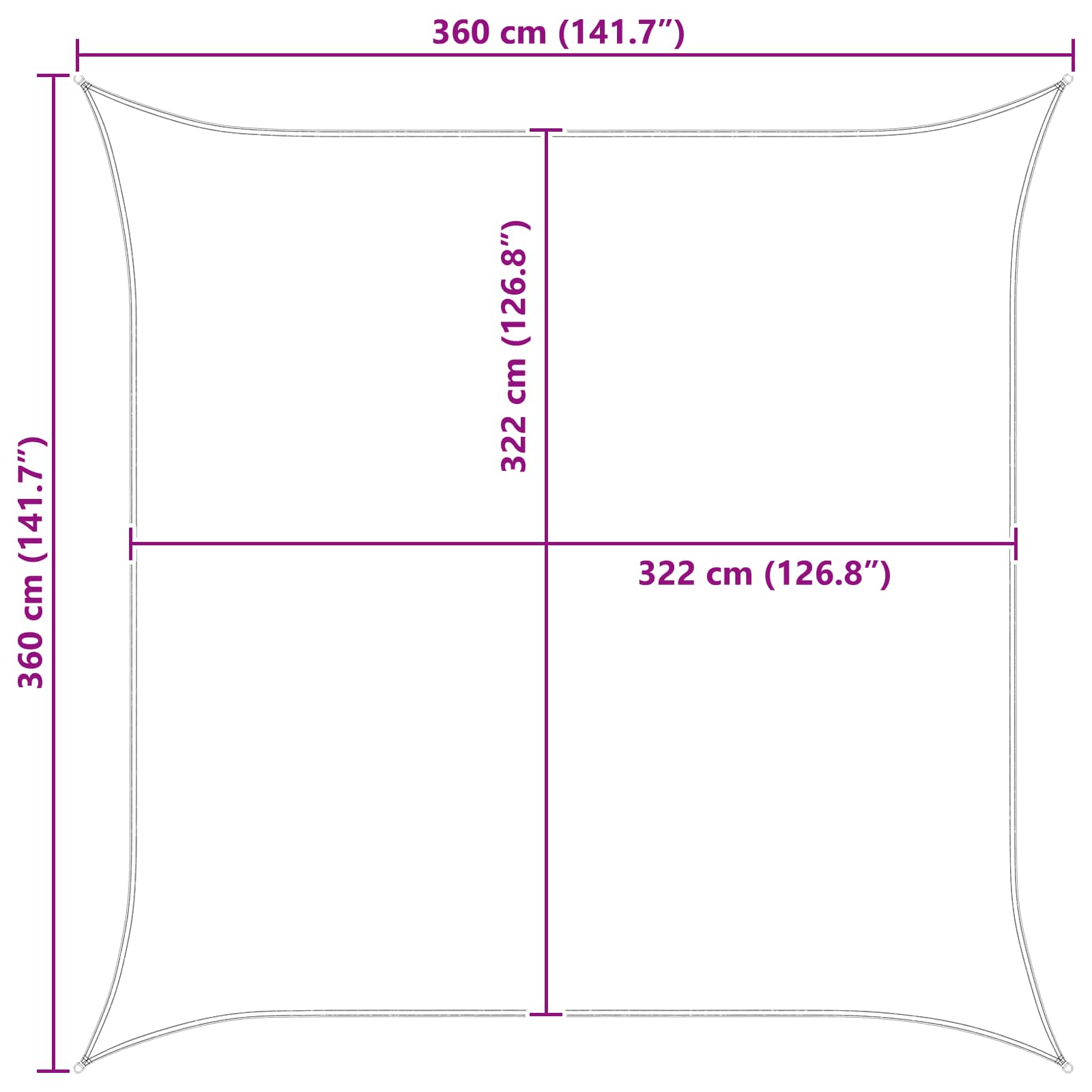 Saulės burė Šviesiai pilka ir balta. 3,6 x 3,6 m