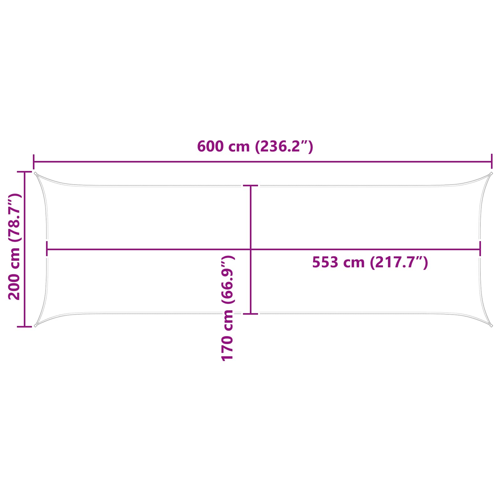Saulės burė 6 x 2 m PU danga oksfordas