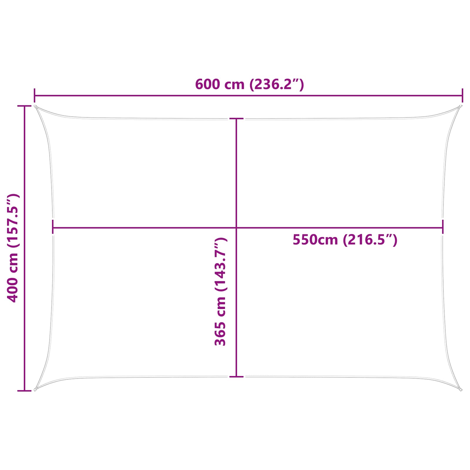 Saulės burė Geltona ir balta 6 x 4 m 100% poliesteris Oksfordas