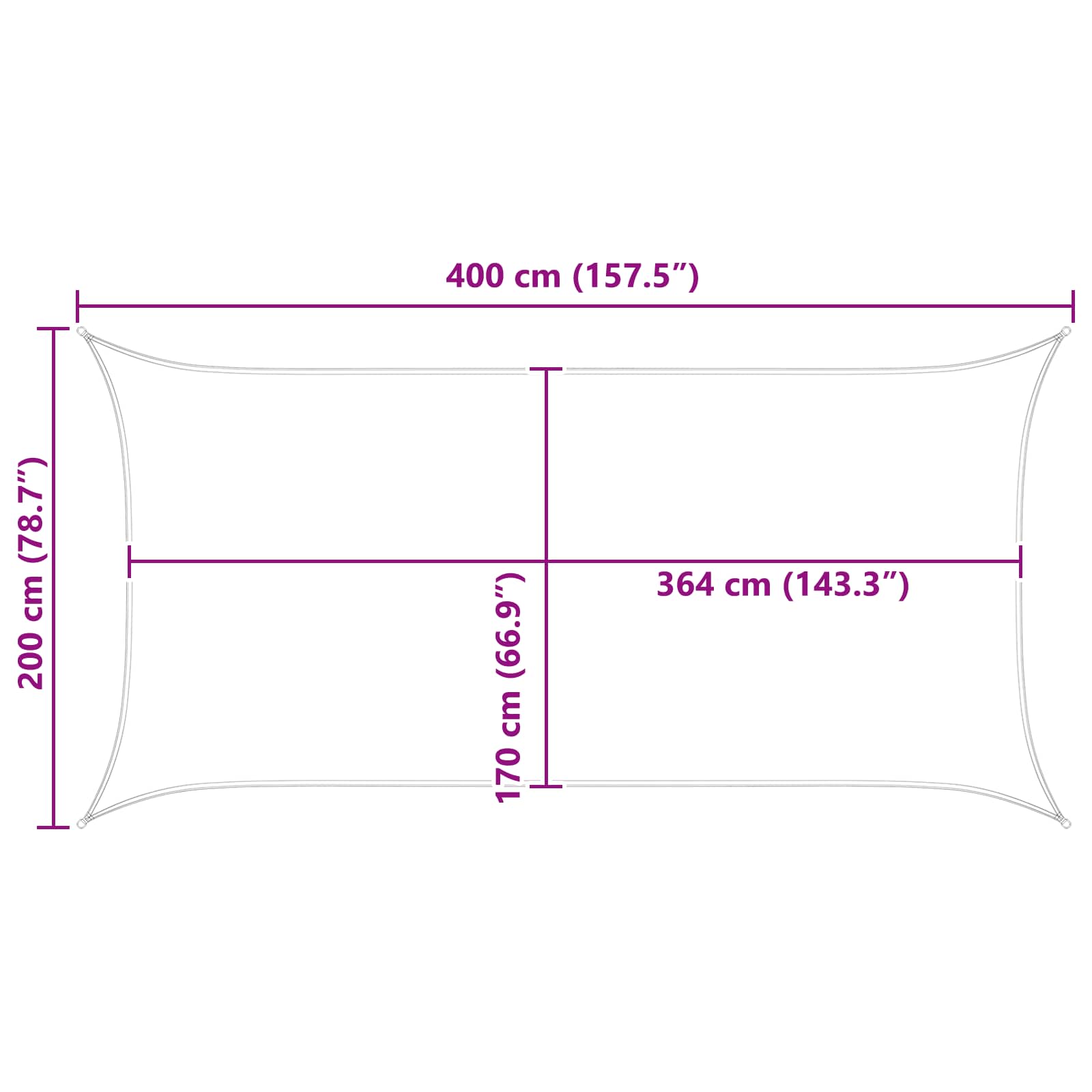 Saulės burė Mėlyna ir balta 4 x 2 m 100% poliesteris Oksfordas
