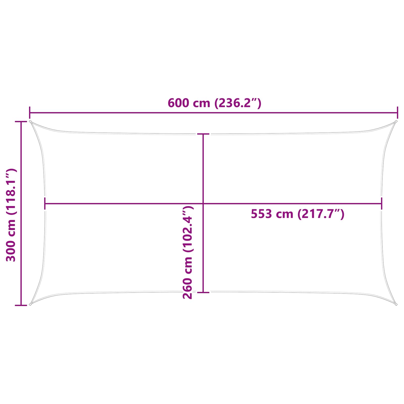 Saulės burė Mėlyna ir balta 6 x 3 m 100% poliesteris Oksfordas