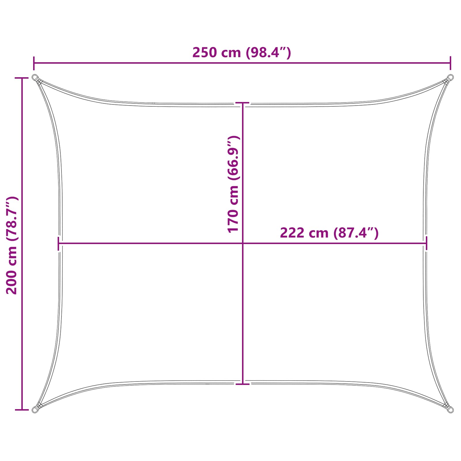 Saulės burė Šviesiai pilka ir balta. 2 x 2,5 m