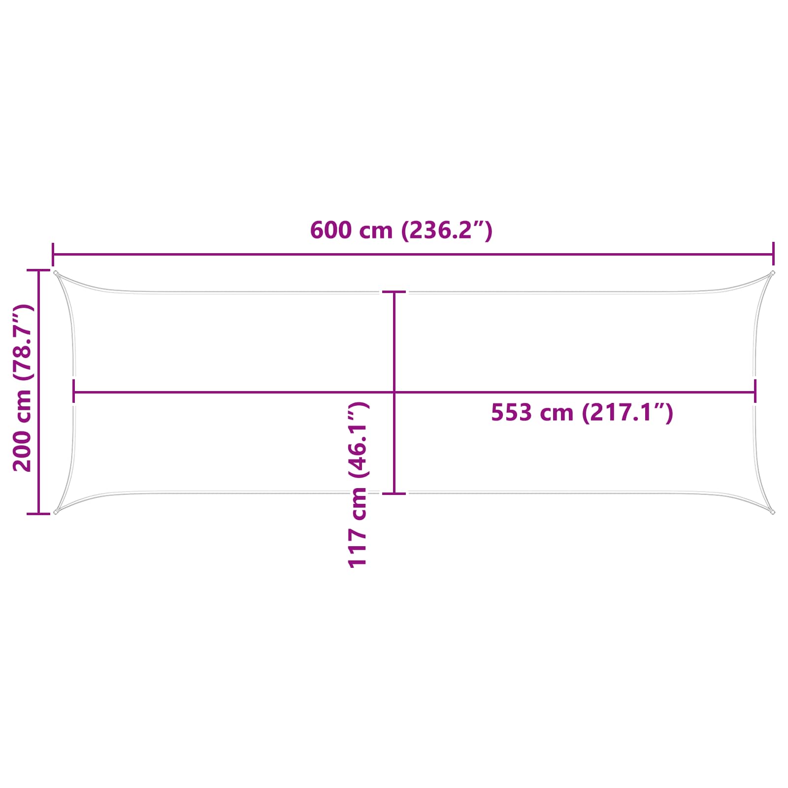 Saulės burė Šviesiai pilka ir balta. 6 x 2 m