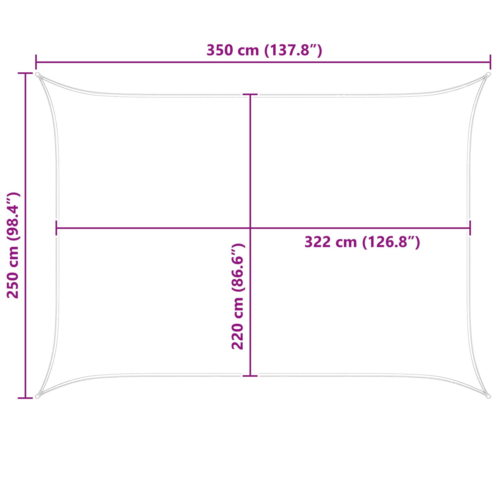 Saulės burė Šviesiai pilka ir balta. 3,5 x 2,5 m