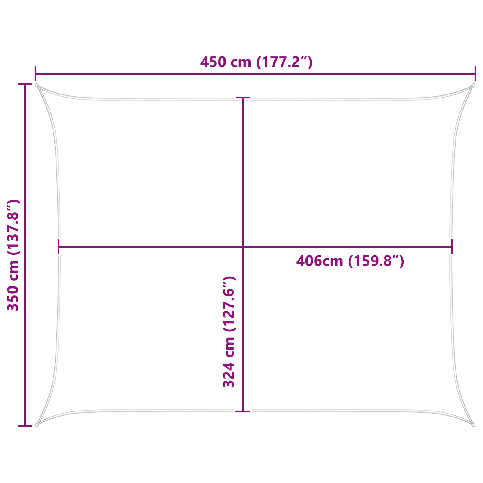Saulės burė Šviesiai pilka ir balta. 4,5 x 3,5 m