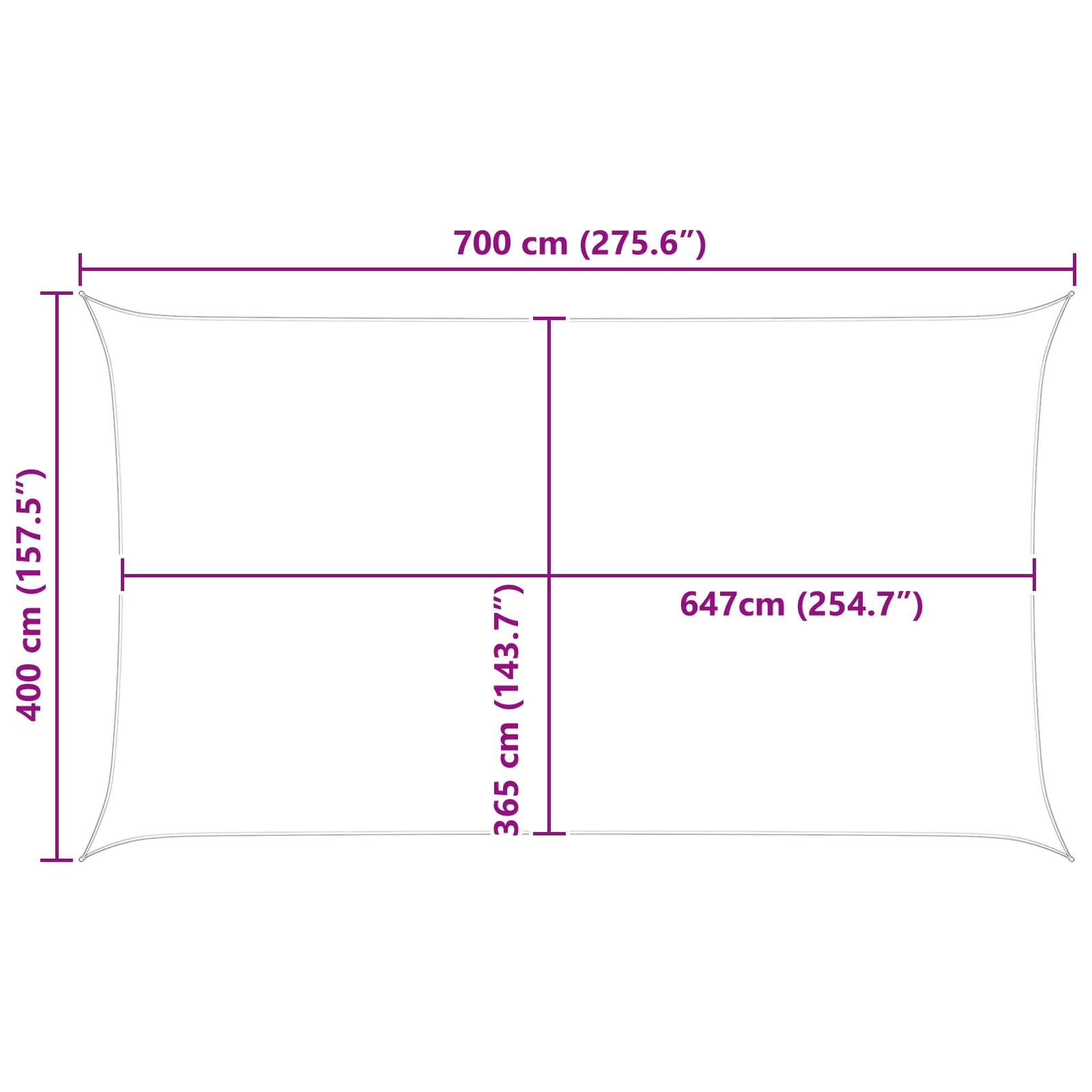 Saulės burė Šviesiai pilka ir balta. 7 x 4 m