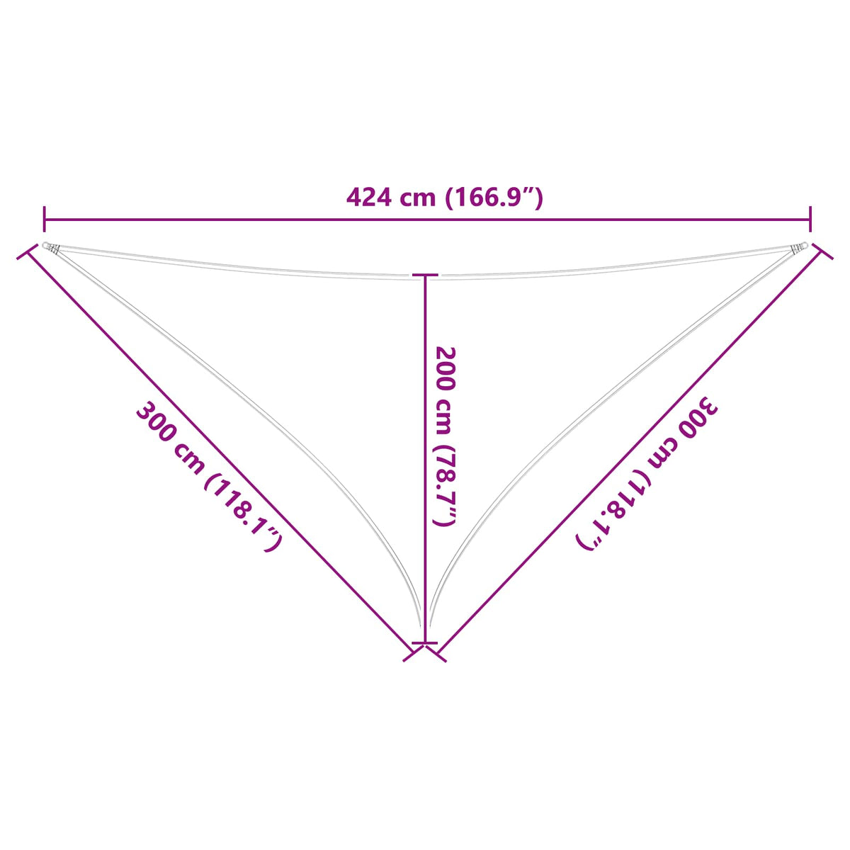 Saulės burė Trikampio 3 x 3 x 4,24 m 100% poliesteris Oksfordas
