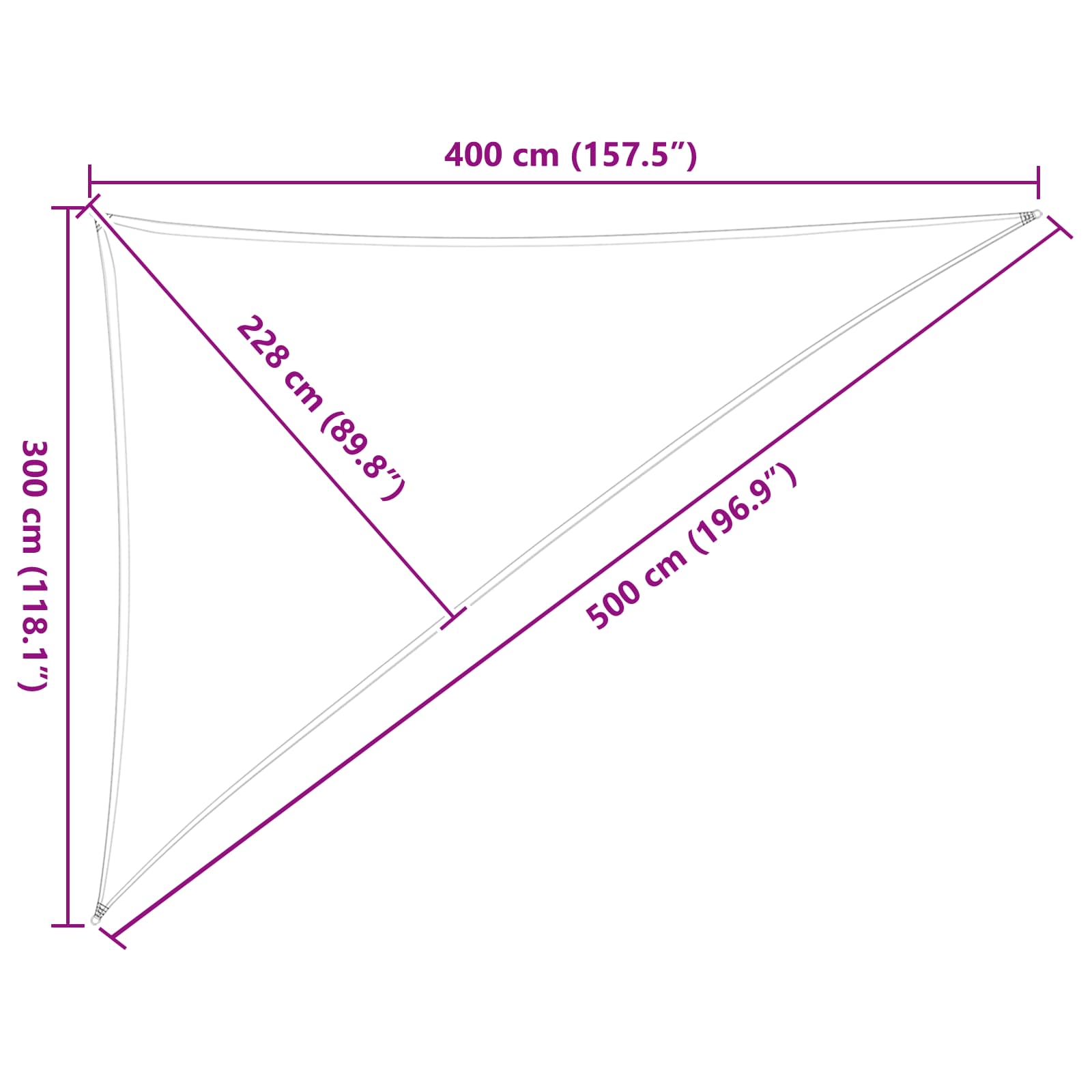 Saulės burė Šviesiai pilka ir balta. 3 x 4 x 5 m