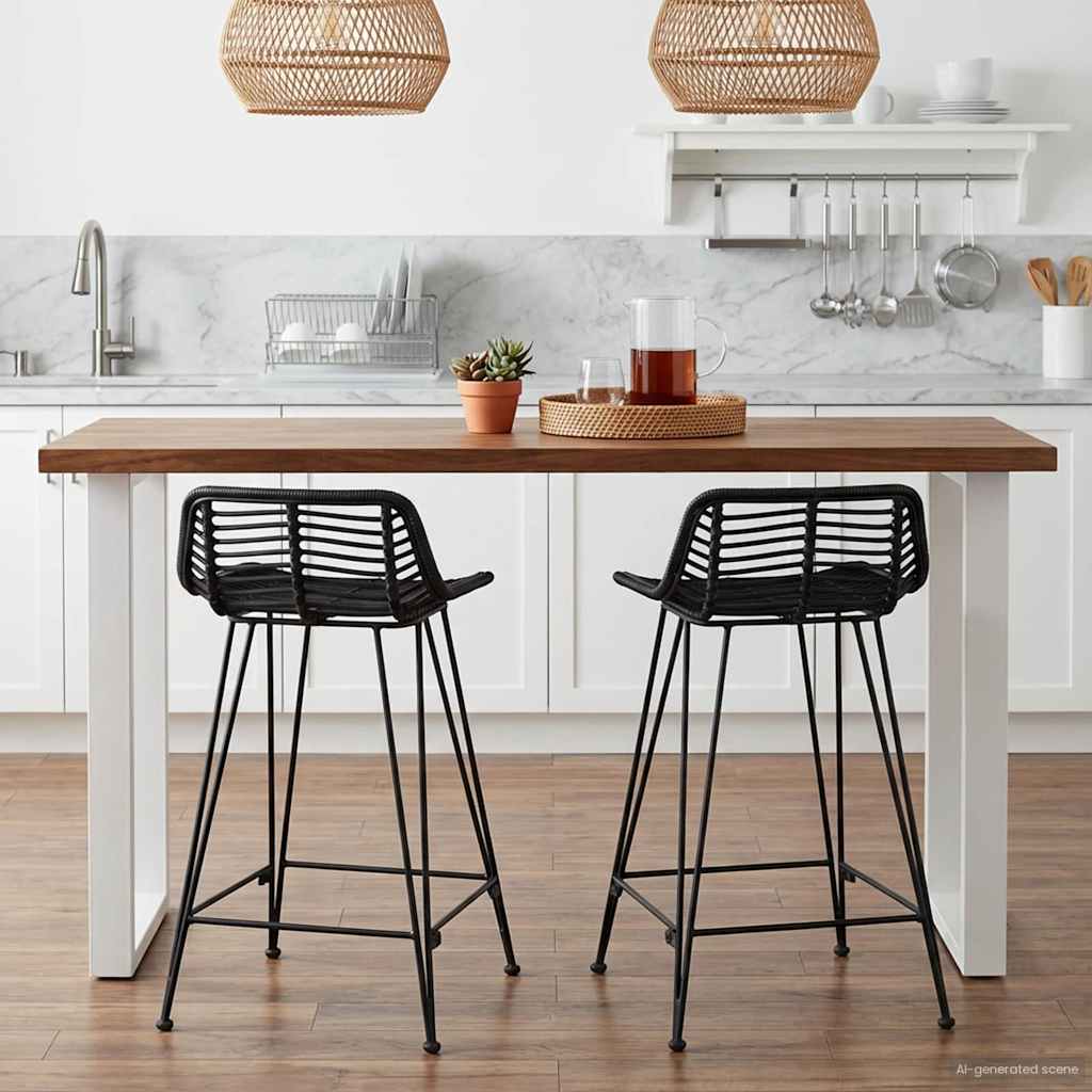 Baro taburetė 2 pcs Juoda 44 x 45 x 76 cm Ratana ir Plienas
