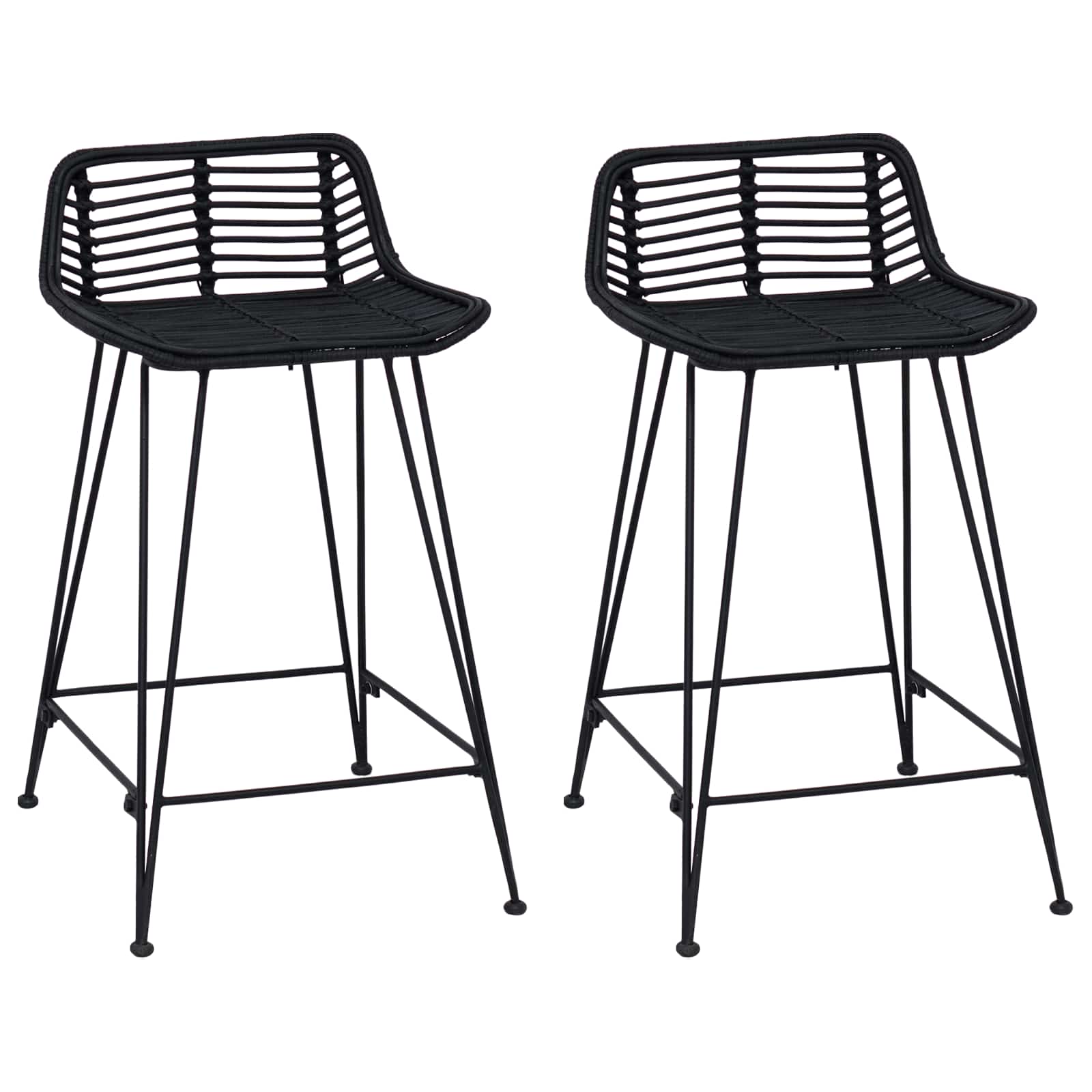 Baro taburetė 2 pcs Juoda 44 x 45 x 76 cm Ratana ir Plienas