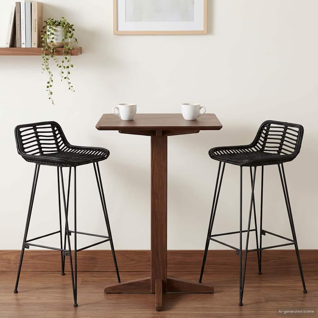 Baro taburetė 2 pcs Juodas 44 x 46 x 91 cm Ratana ir Plienas
