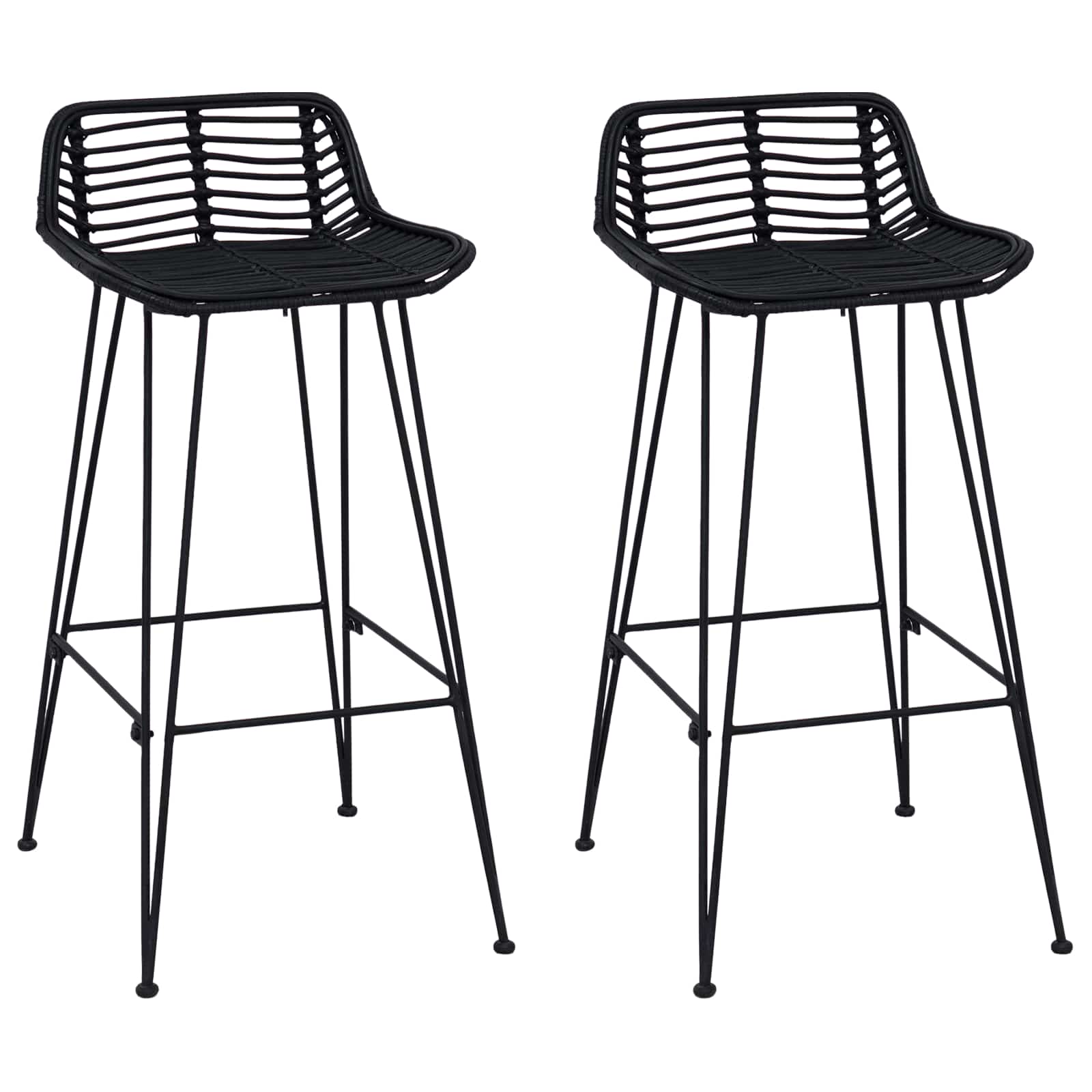Baro taburetė 2 pcs Juodas 44 x 46 x 91 cm Ratana ir Plienas