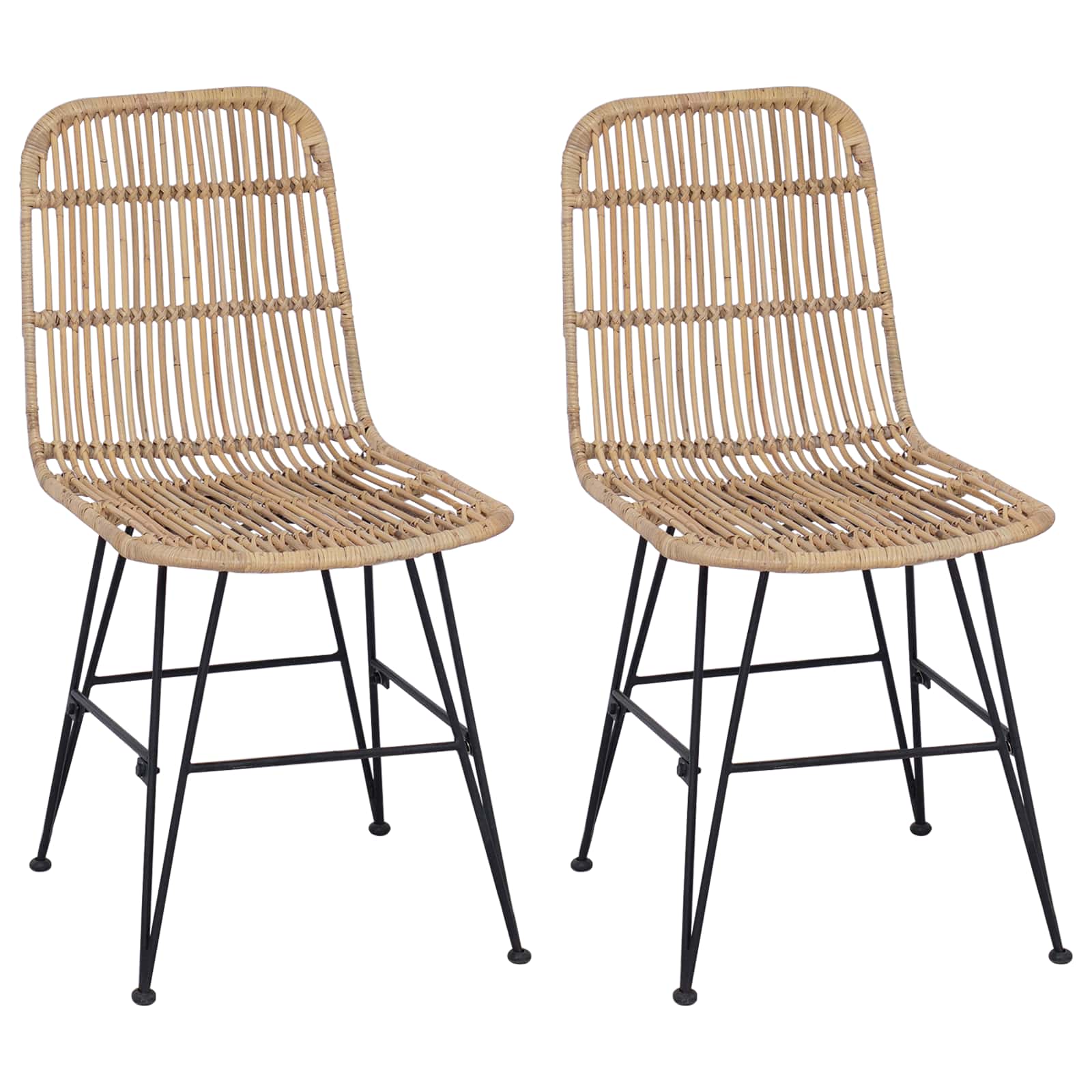 Valgomojo kėdė 2 pcs Natūrali 41 x 55 x 85 cm Ratana ir Plienas