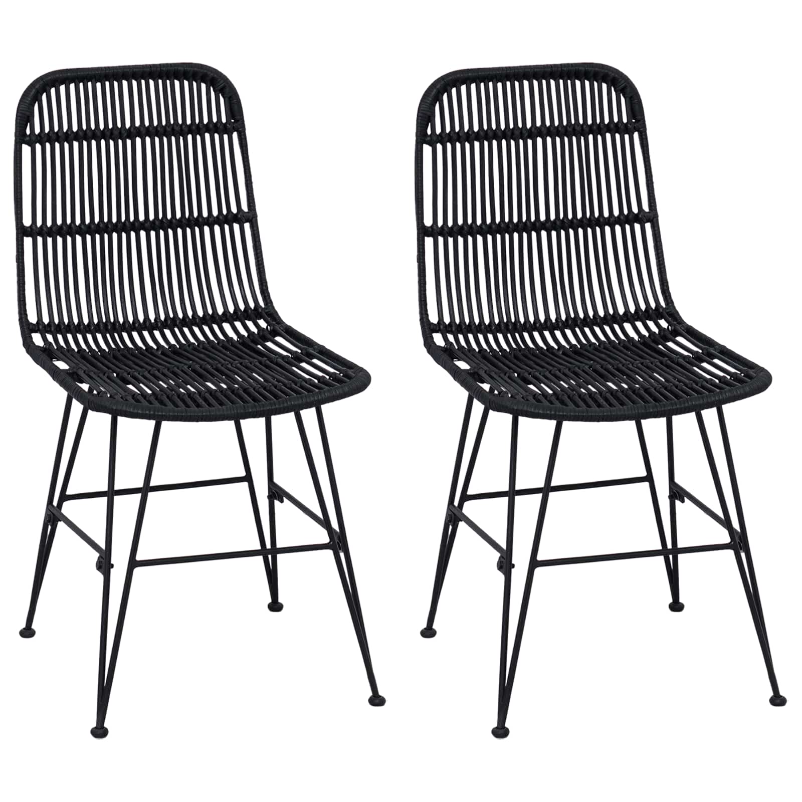 Valgomojo kėdė 2 pcs Juoda 41 x 55 x 85 cm Ratana ir Plienas
