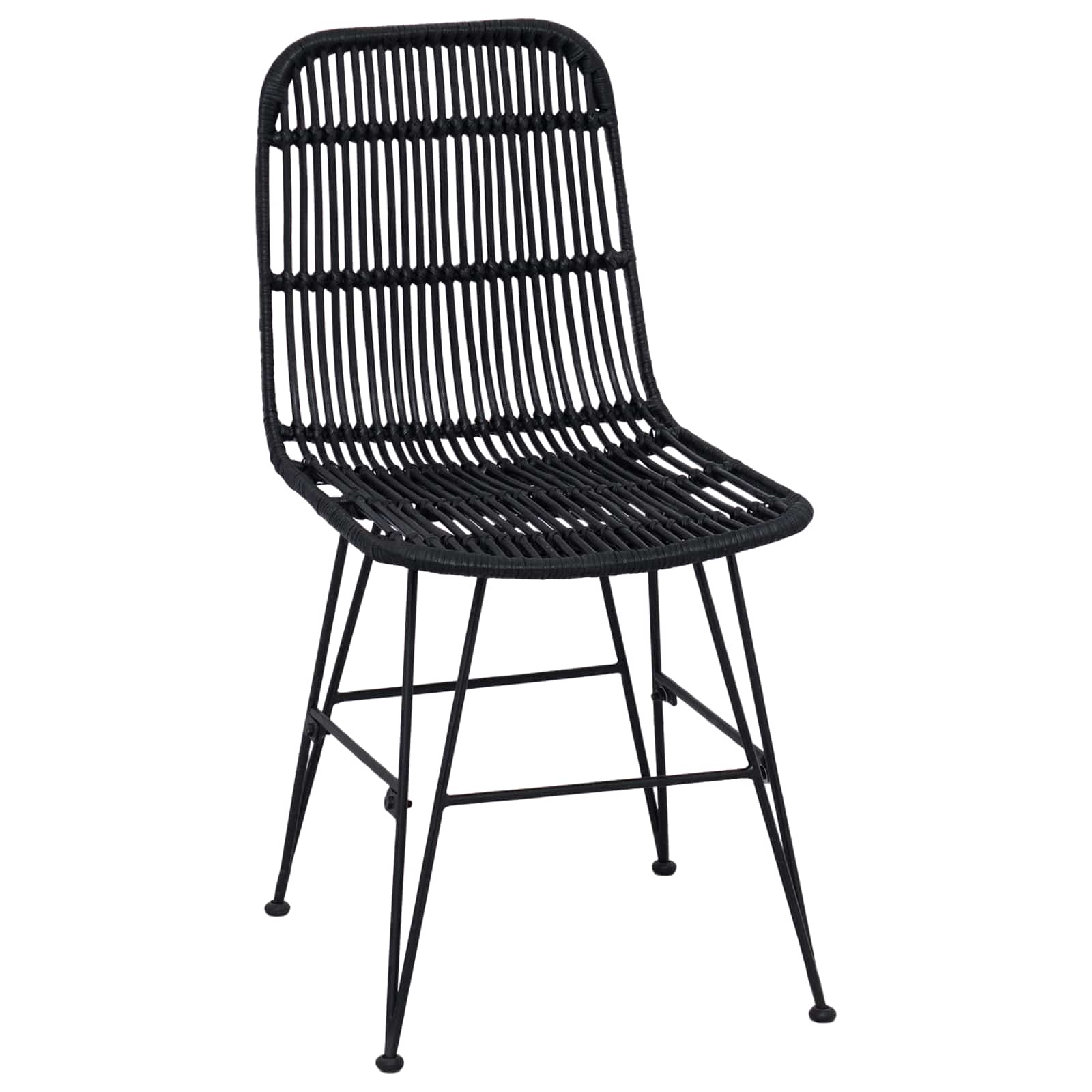 Valgomojo kėdė 2 pcs Juoda 41 x 55 x 85 cm Ratana ir Plienas