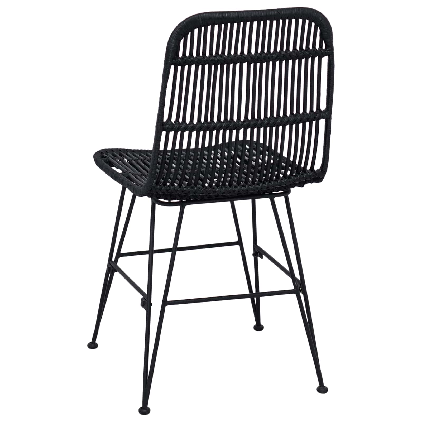 Valgomojo kėdė 2 pcs Juoda 41 x 55 x 85 cm Ratana ir Plienas
