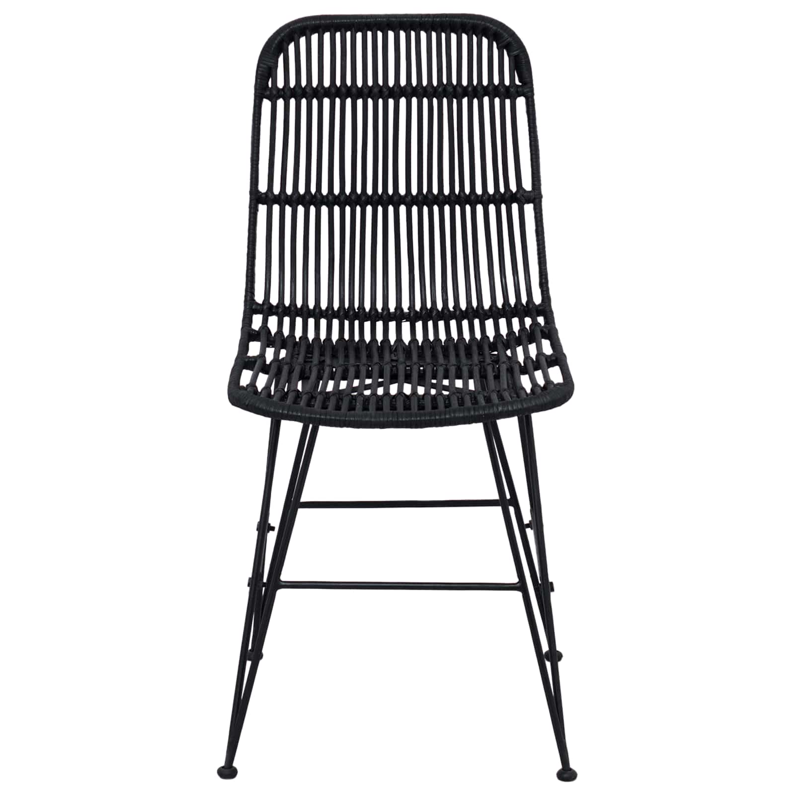 Valgomojo kėdė 2 pcs Juoda 41 x 55 x 85 cm Ratana ir Plienas