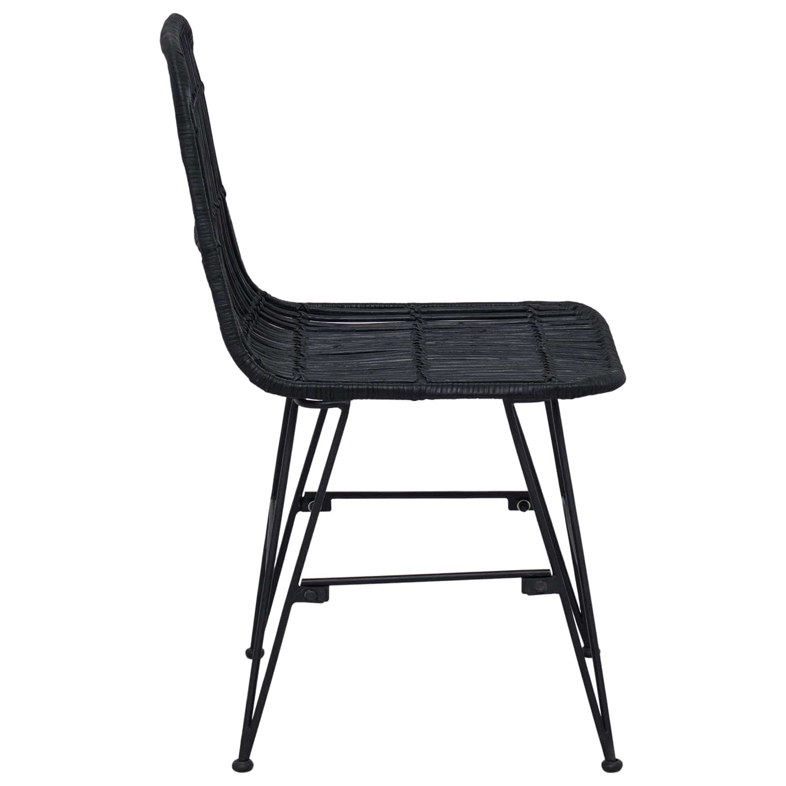 Valgomojo kėdė 2 pcs Juoda 41 x 55 x 85 cm Ratana ir Plienas