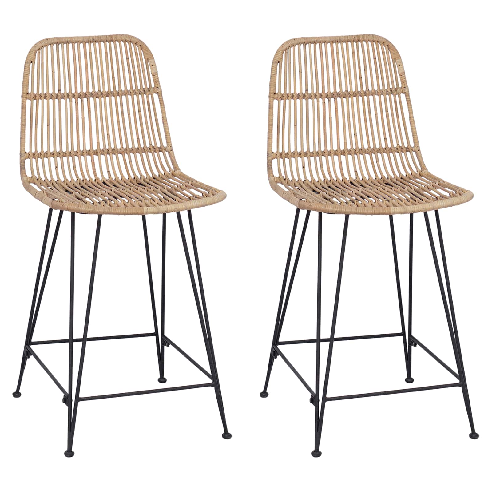 Baro taburetė 2 pcs Natūrali 44 x 54 x 96 cm Ratana ir Plienas
