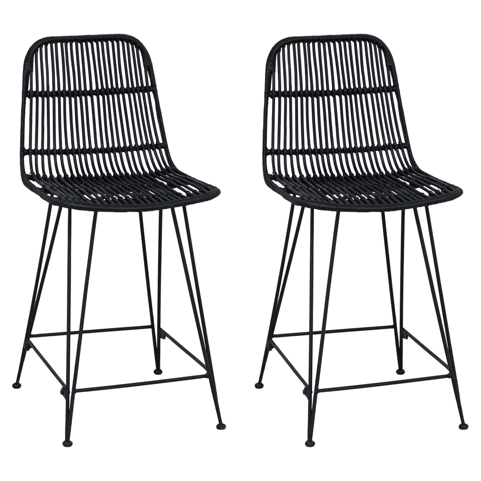 Baro taburetė 2 pcs Juoda 44 x 54 x 96 cm Ratana ir Plienas