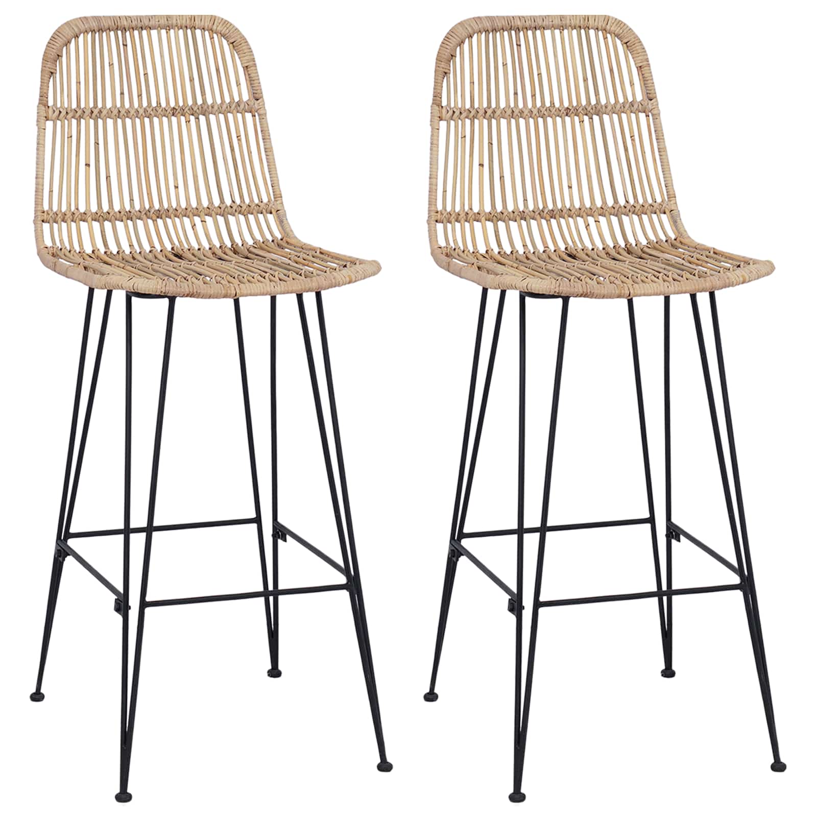 Baro taburetė 2 pcs Natūrali 44 x 55 x 109 cm Ratana ir Plienas