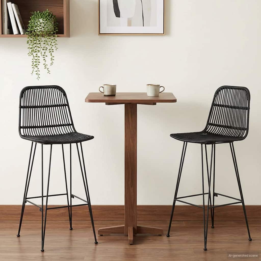 Baro taburetė 2 pcs Juoda 44 x 55 x 109 cm Ratana ir Plienas