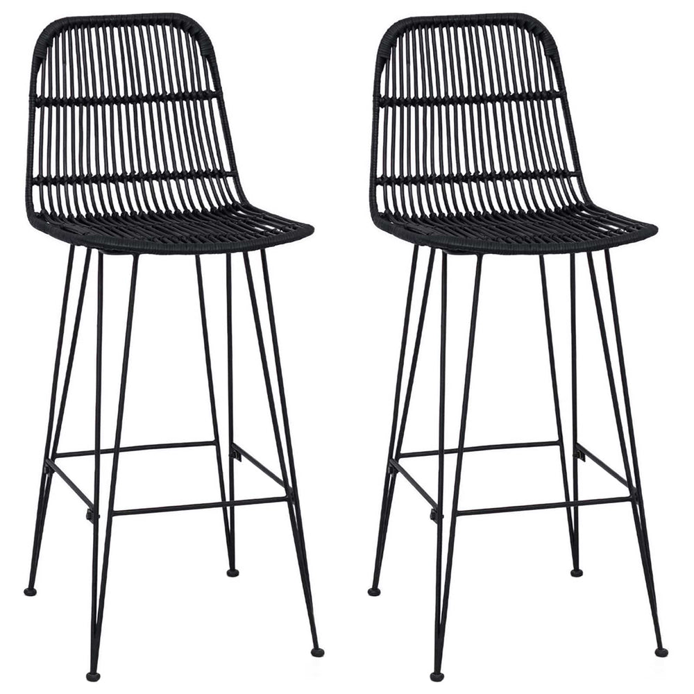 Baro taburetė 2 pcs Juoda 44 x 55 x 109 cm Ratana ir Plienas