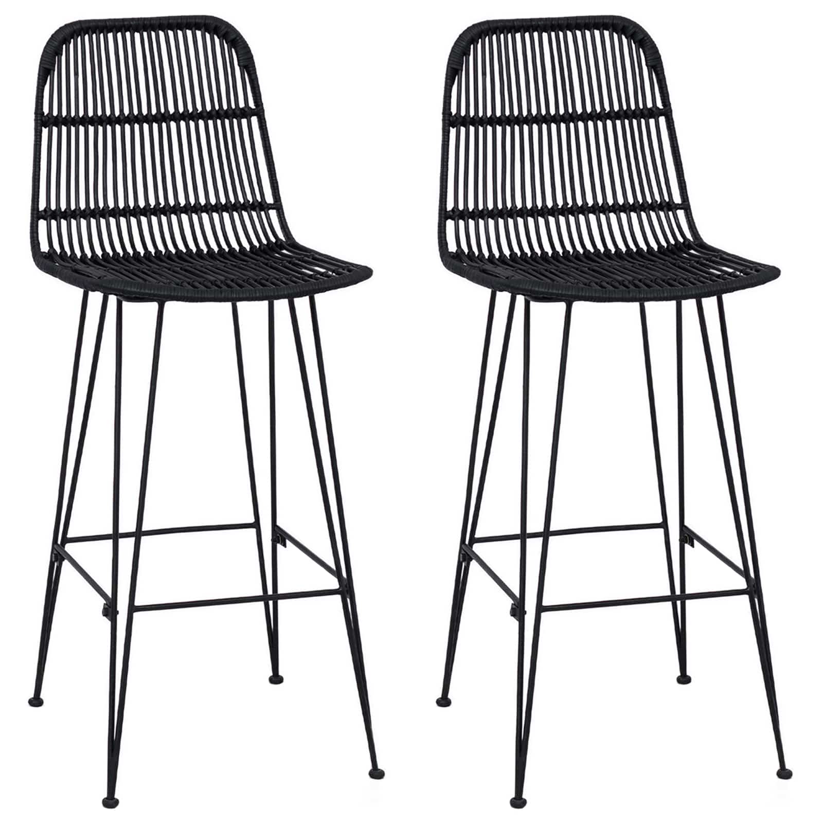Baro taburetė 2 pcs Juoda 44 x 55 x 109 cm Ratana ir Plienas