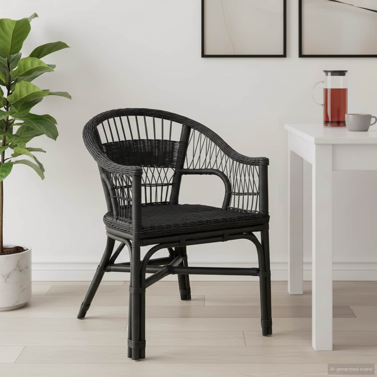 Susilankstantis krėslas Juoda 60 x 60 x 81 cm Ratanas