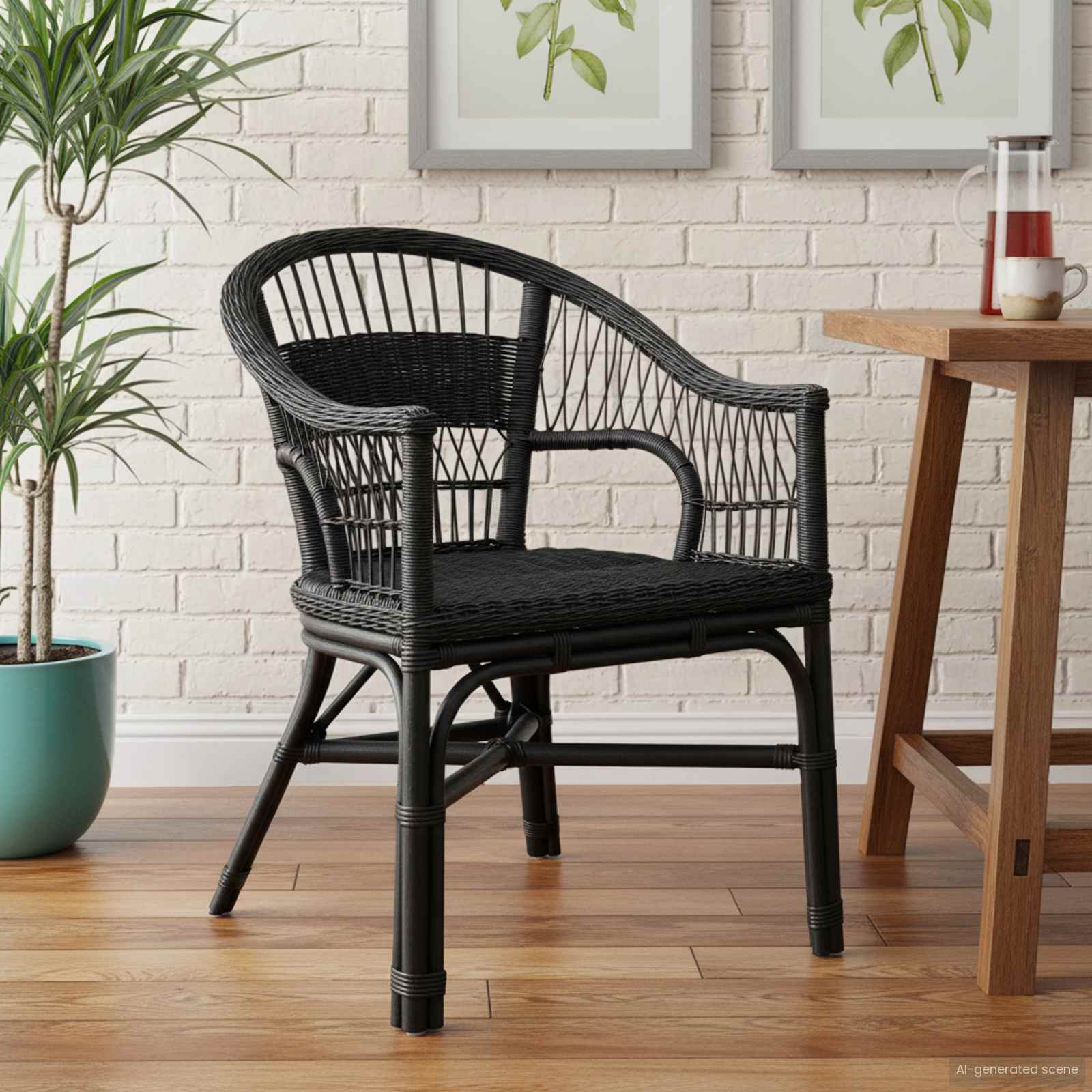 Susilankstantis krėslas Juoda 60 x 60 x 81 cm Ratanas