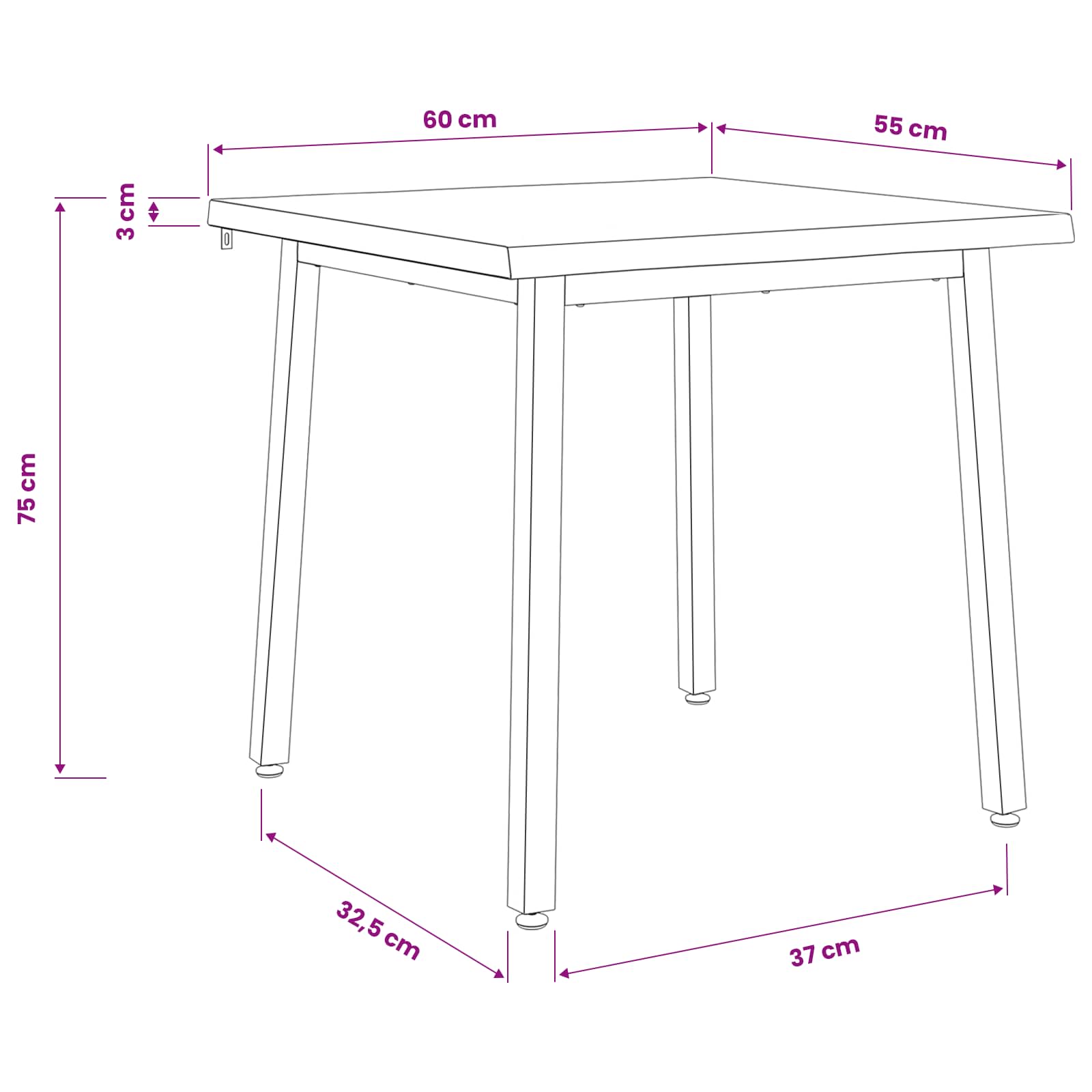 60 x 55 x 75 cm Kietos akacijos mediena Tamsiai ruda ir balta.
