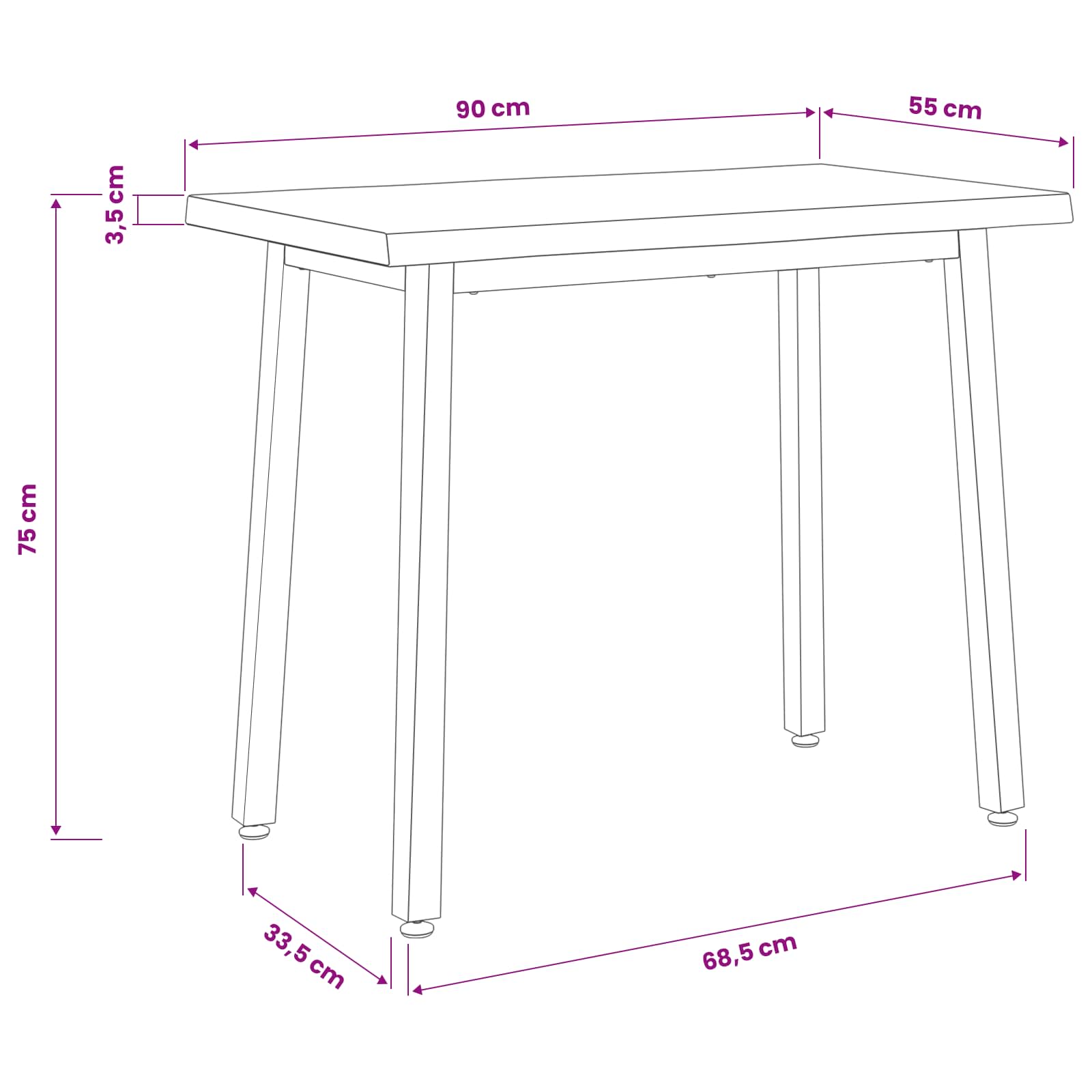 90 x 55 x 75 cm Kietos akacijos mediena Tamsiai ruda ir balta.