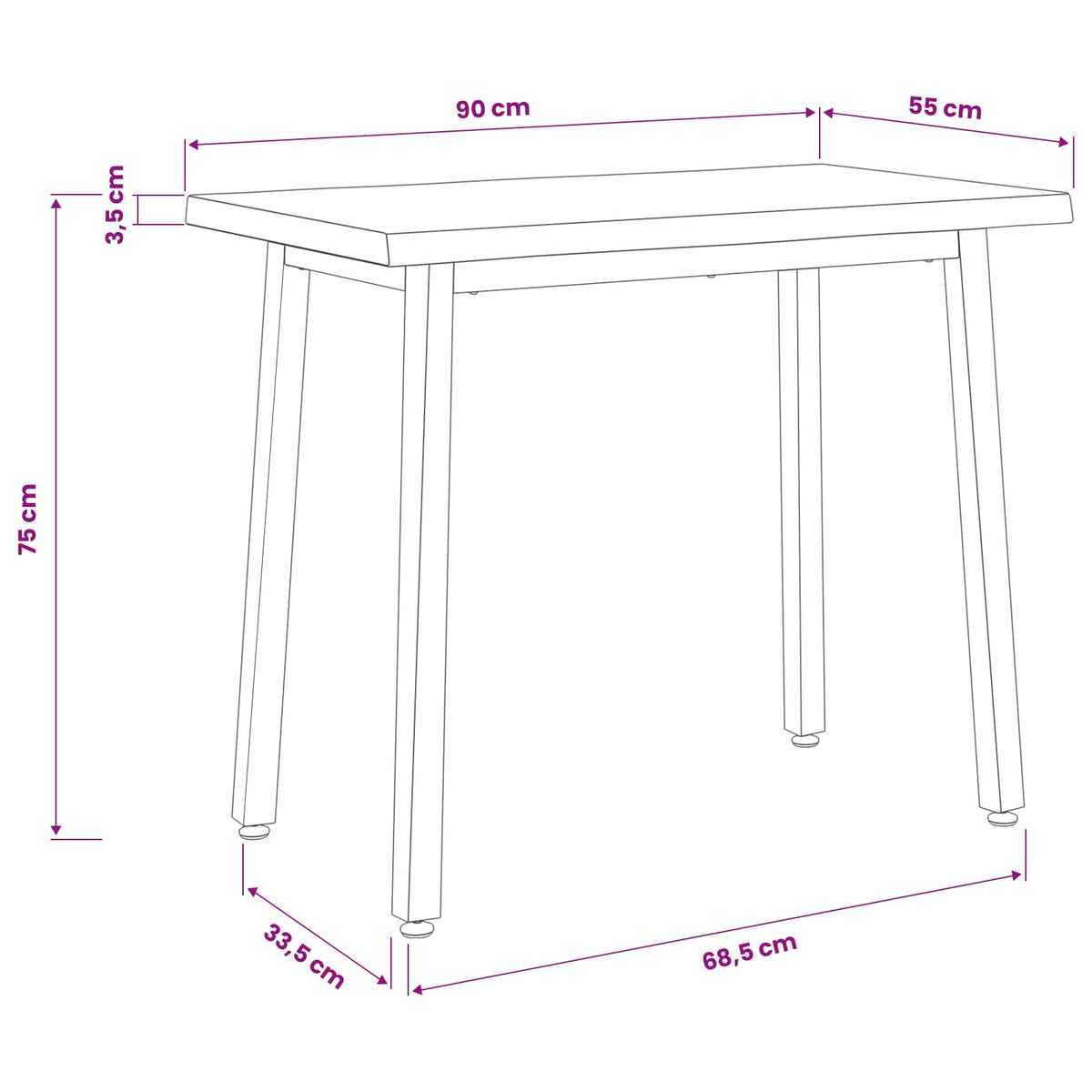 90 x 55 x 75 cm Kietos akacijos mediena Balta Stačiakampio