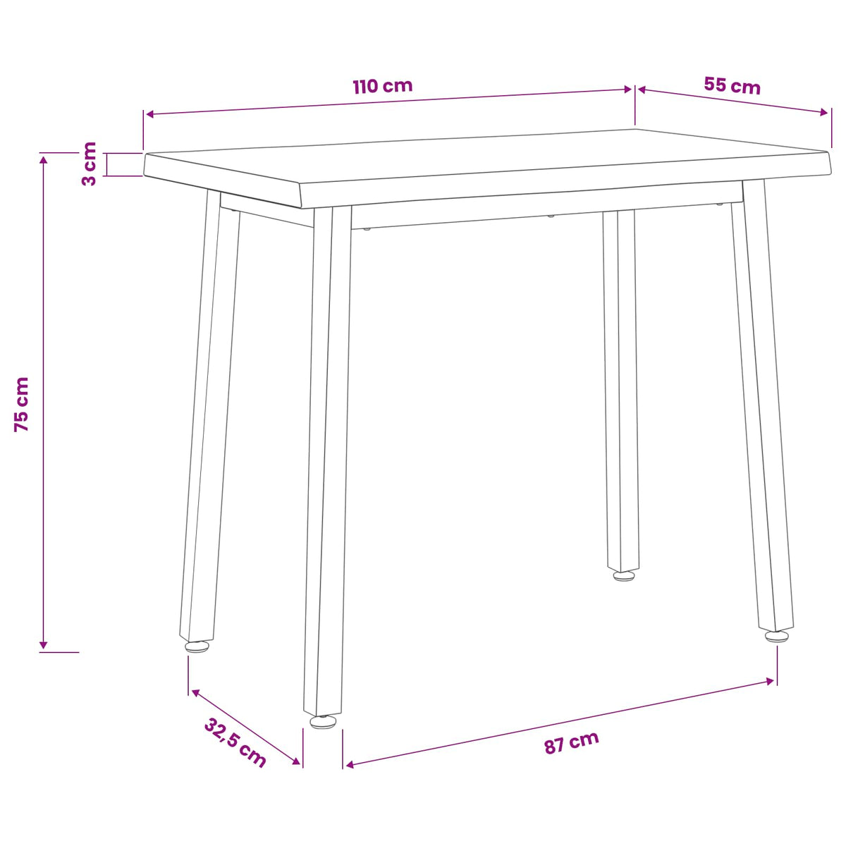 110 x 55 x 75 cm Kietos akacijos mediena Balta ir juoda