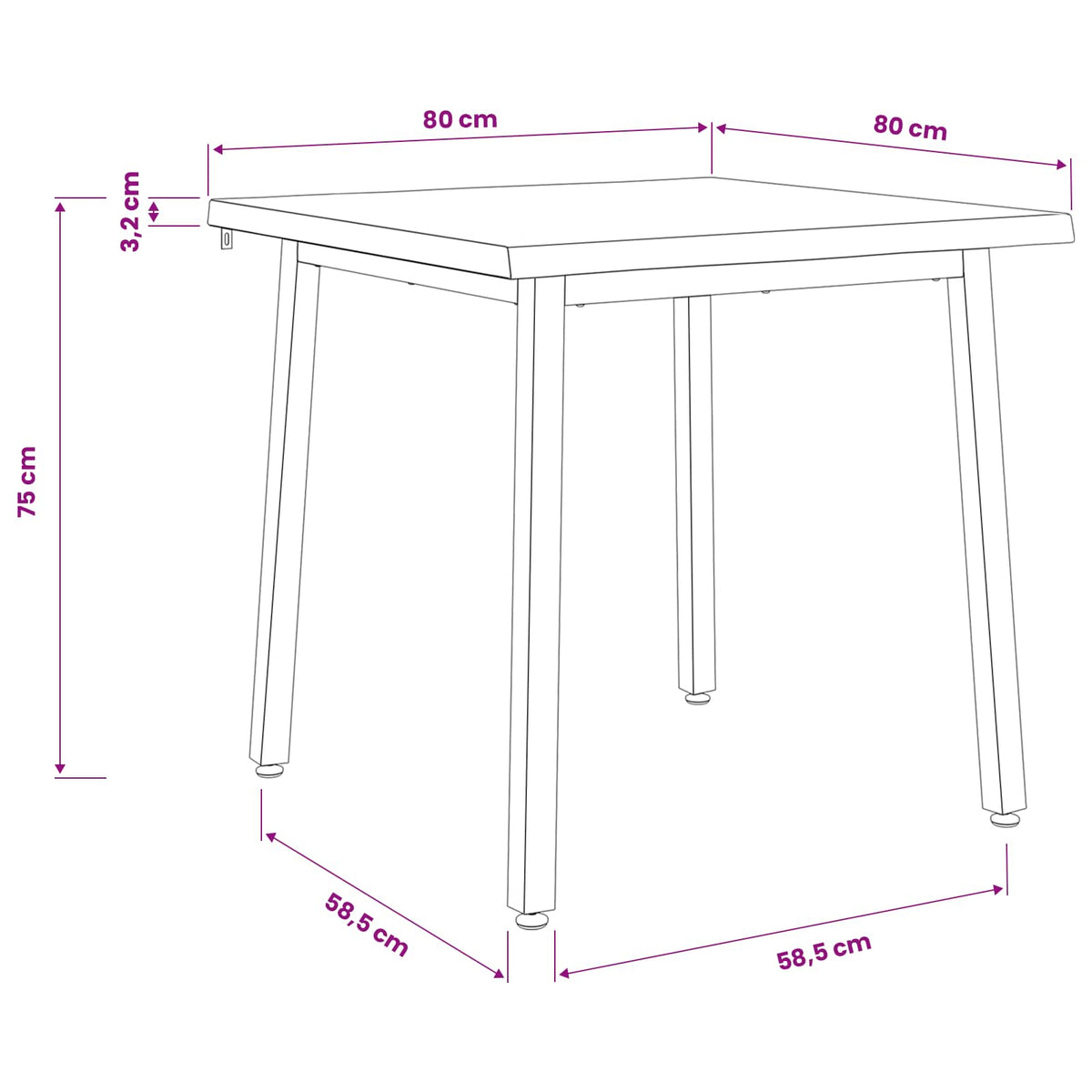 80 x 80 x 75 cm Kietos akacijos mediena Tamsiai ruda ir juoda